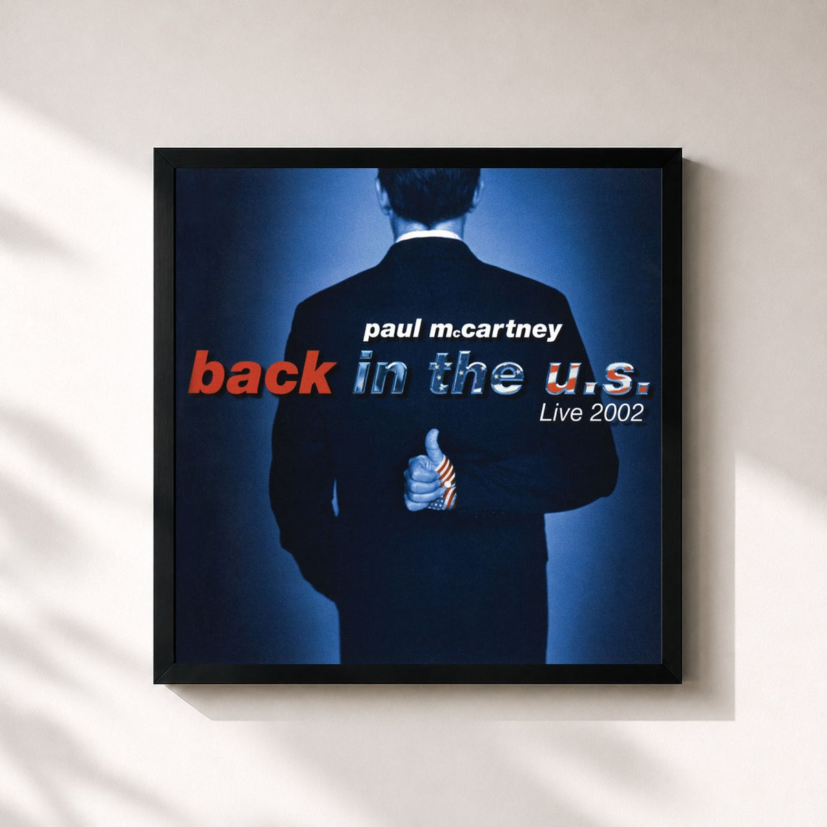 #noir Tableau carré de l'album Back In The U.S. de Paul McCartney, cadre noir 32x32 cm