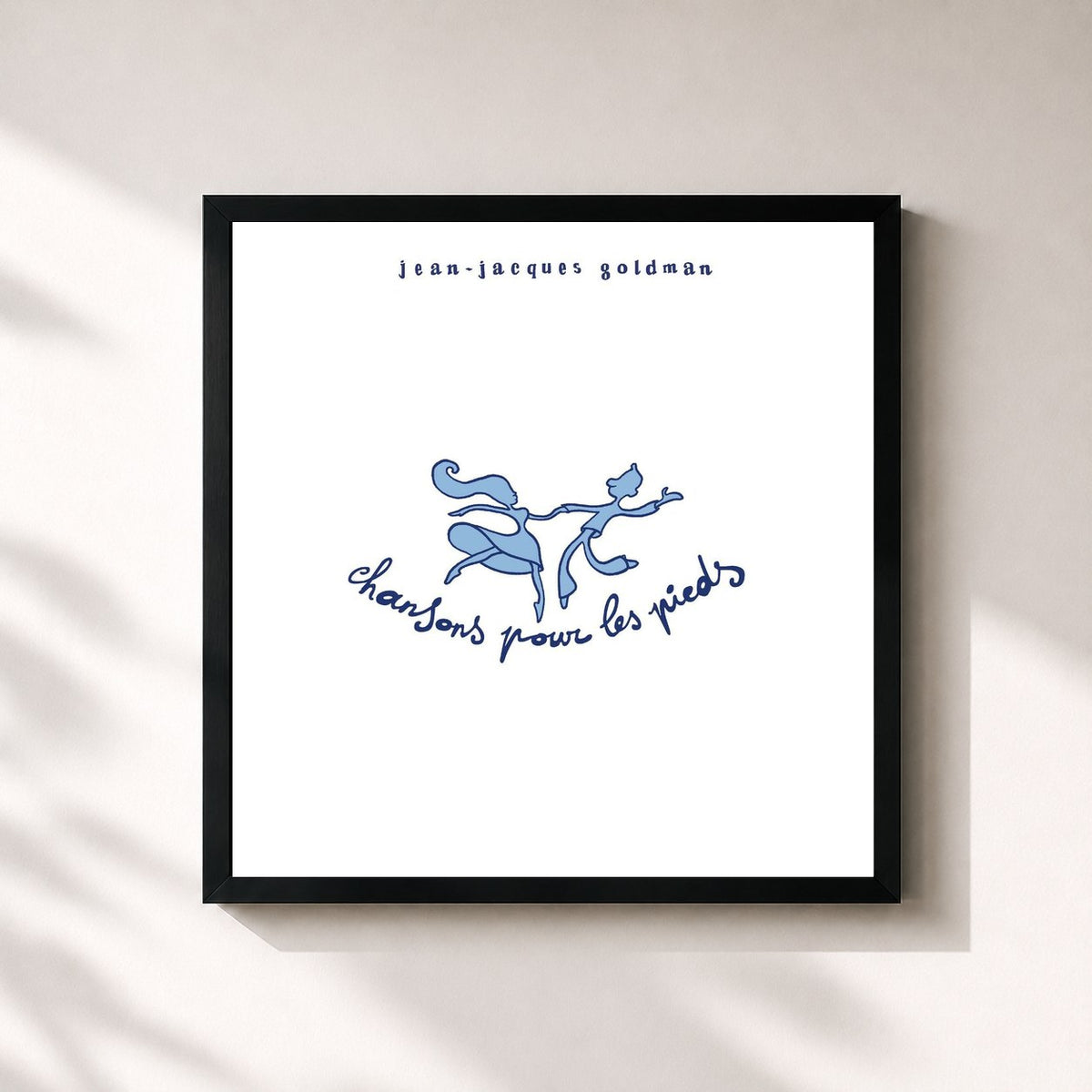 #noir Tableau carré de l'album Chansons pour les pieds de Jean-Jacques Goldman, cadre noir 32x32 cm