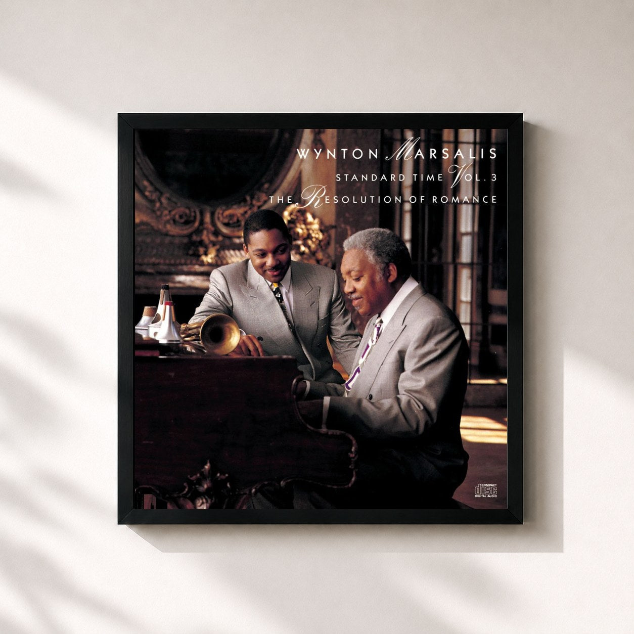 #noir Tableau carré de l'album Standard Time Vol. 3: The Resolution Of Romance de Wynton Marsalis, cadre noir 32x32 cm