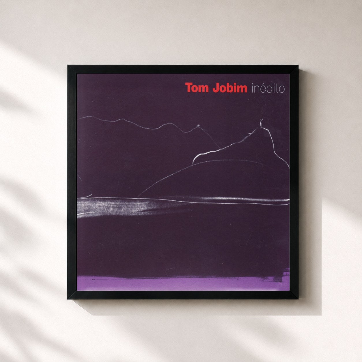 #noir Tableau carré de l'album Inédito de Antonio Carlos Jobim, cadre noir 32x32 cm