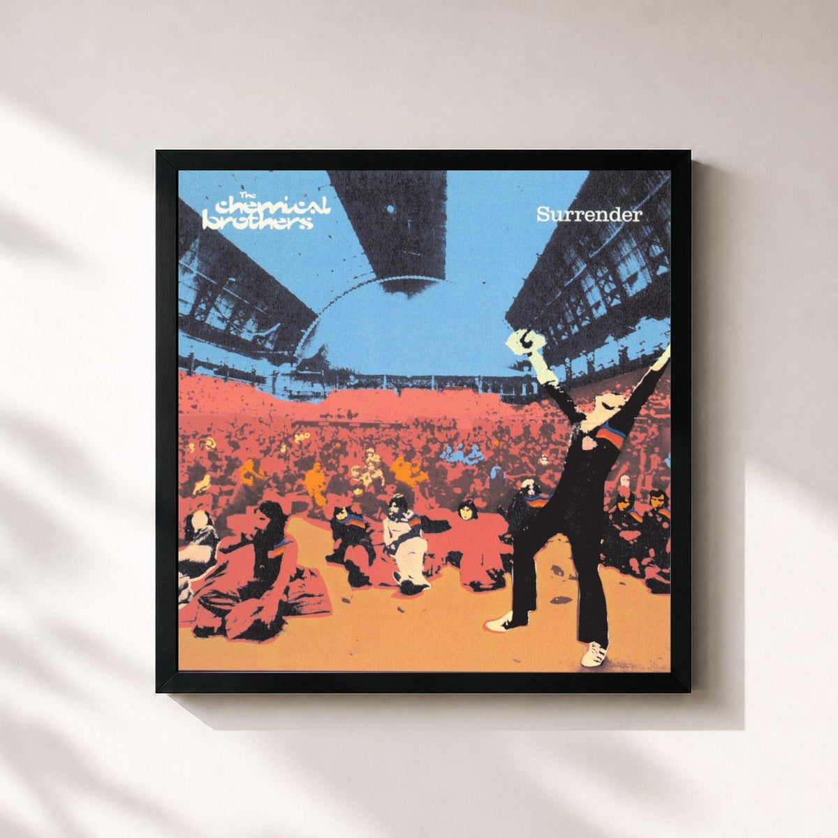 #noir Tableau carré de l'album Surrender de The Chemical Brothers, cadre noir 32x32 cm