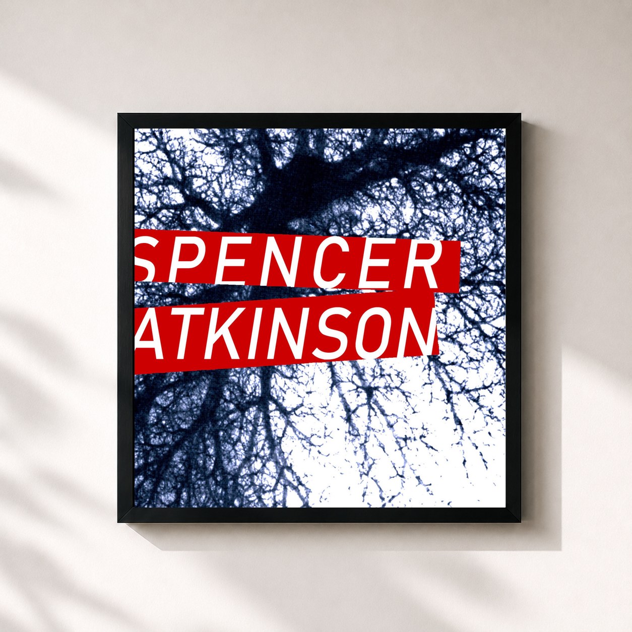 #noir Tableau carré de l'album Spencer Atkinson Solo EP de Straight No Chaser, cadre noir 32x32 cm