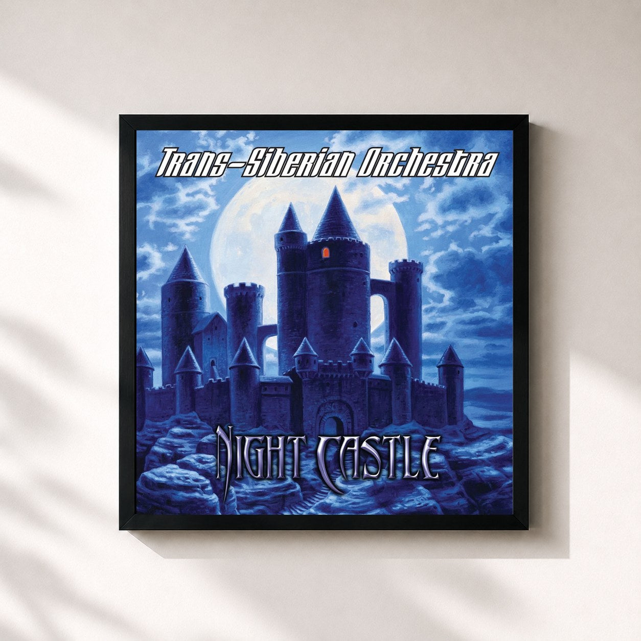 #noir Tableau carré de l'album Night Castle de Trans-Siberian Orchestra, cadre noir 32x32 cm