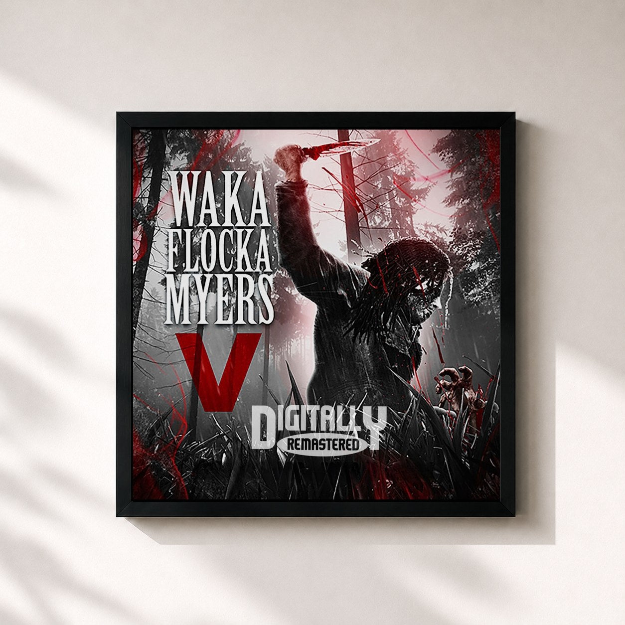 #noir Tableau carré de l'album Waka Flocka Myers 5 de Waka Flocka Flame, cadre noir 32x32 cm