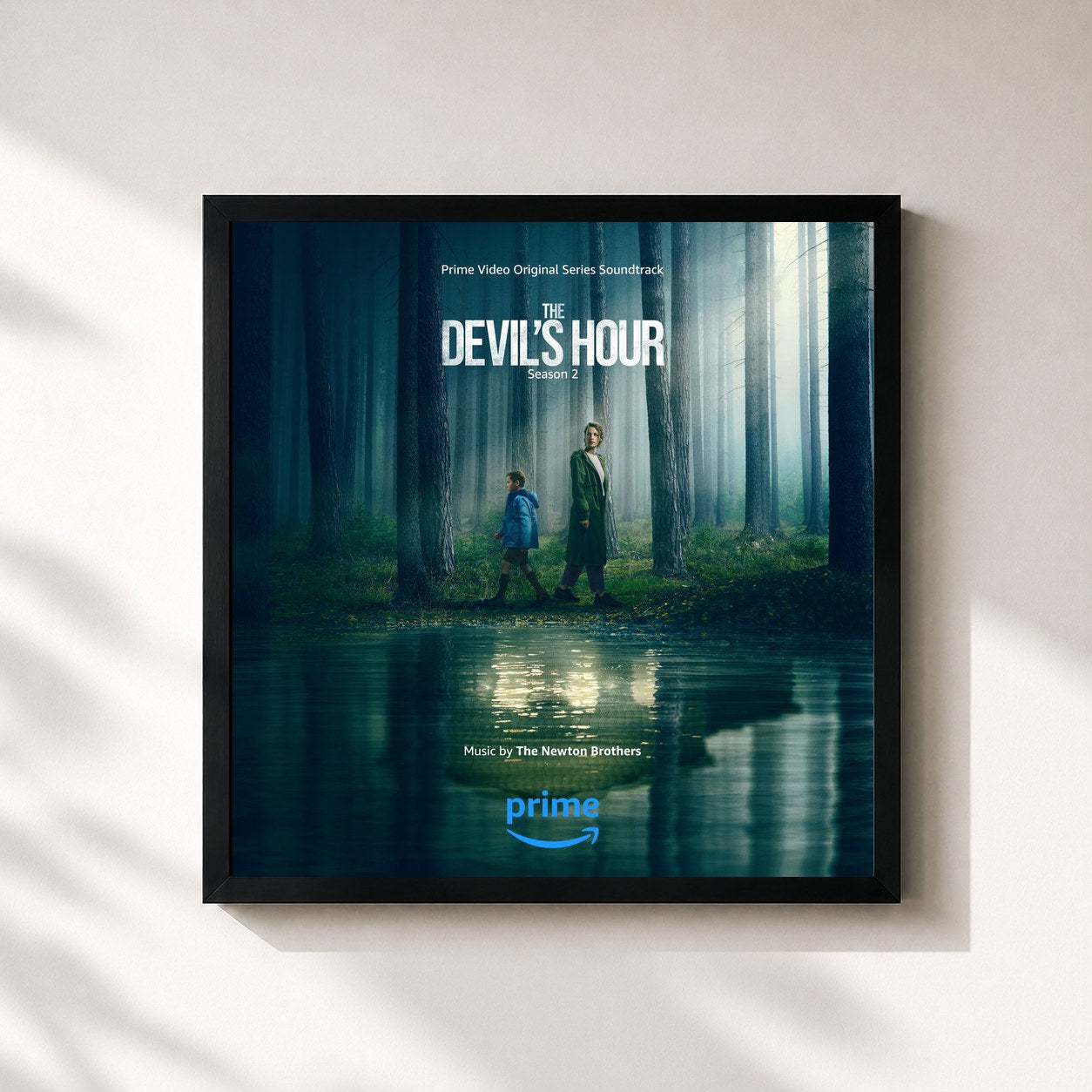 #noir Tableau carré de l'album The Devil's Hour: Season 2 (Prime Video Original Series Soundtrack) de The Newton Brothers, cadre noir 32x32 cm