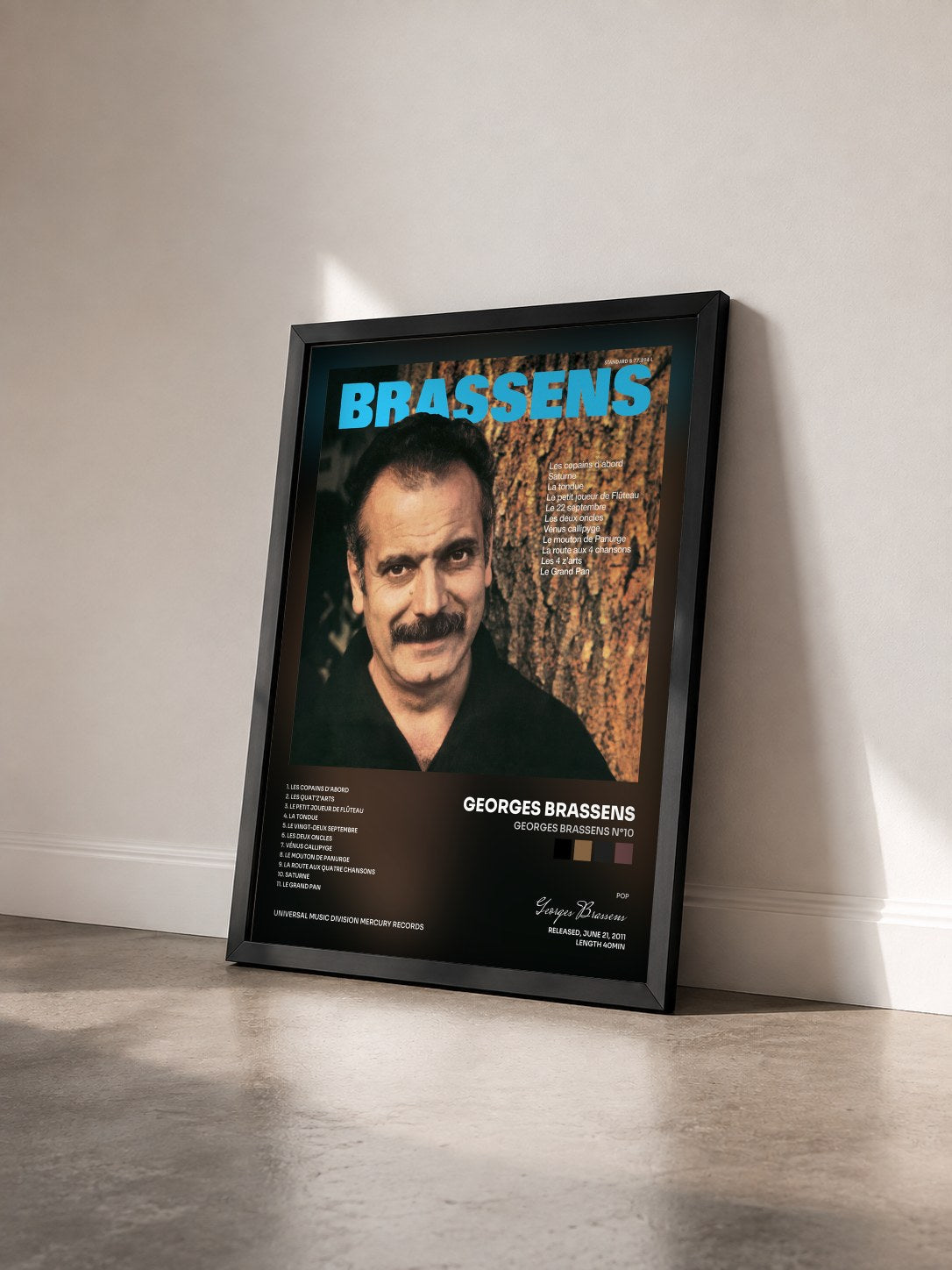 #noir Tableau de l'album Georges Brassens N°10 de Georges Brassens vu de trois quarts, cadre noir