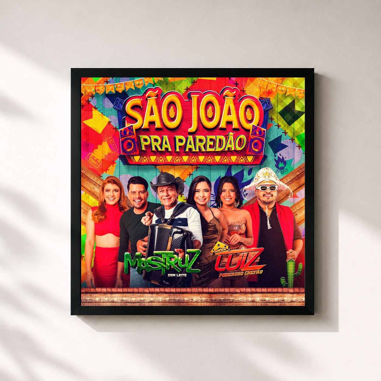 #noir Tableau carré de l'album São João pra Paredão de Luiz Poderoso Chefão, cadre noir 32x32 cm