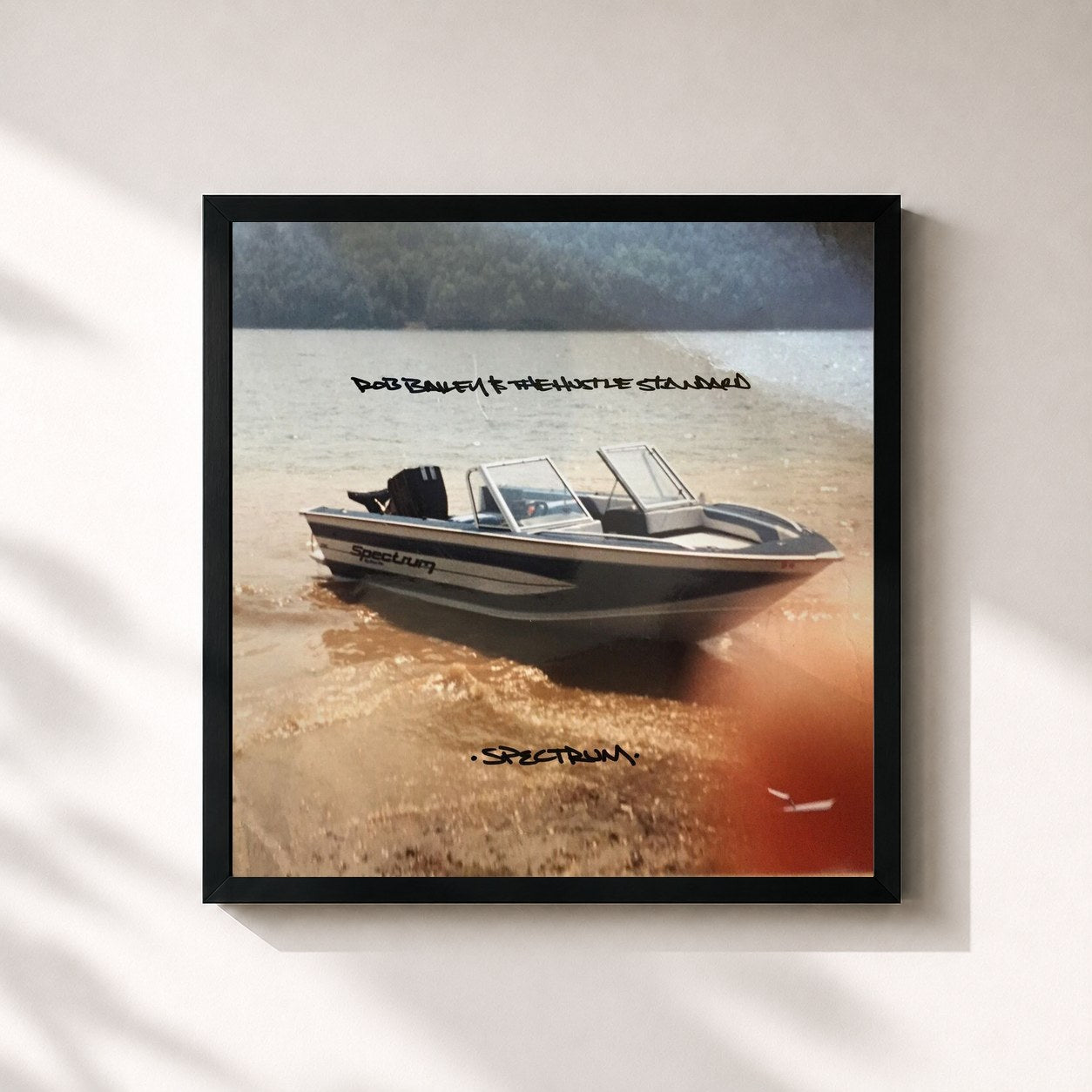 #noir Tableau carré de l'album Spectrum de Rob Bailey & The Hustle Standard, cadre noir 32x32 cm