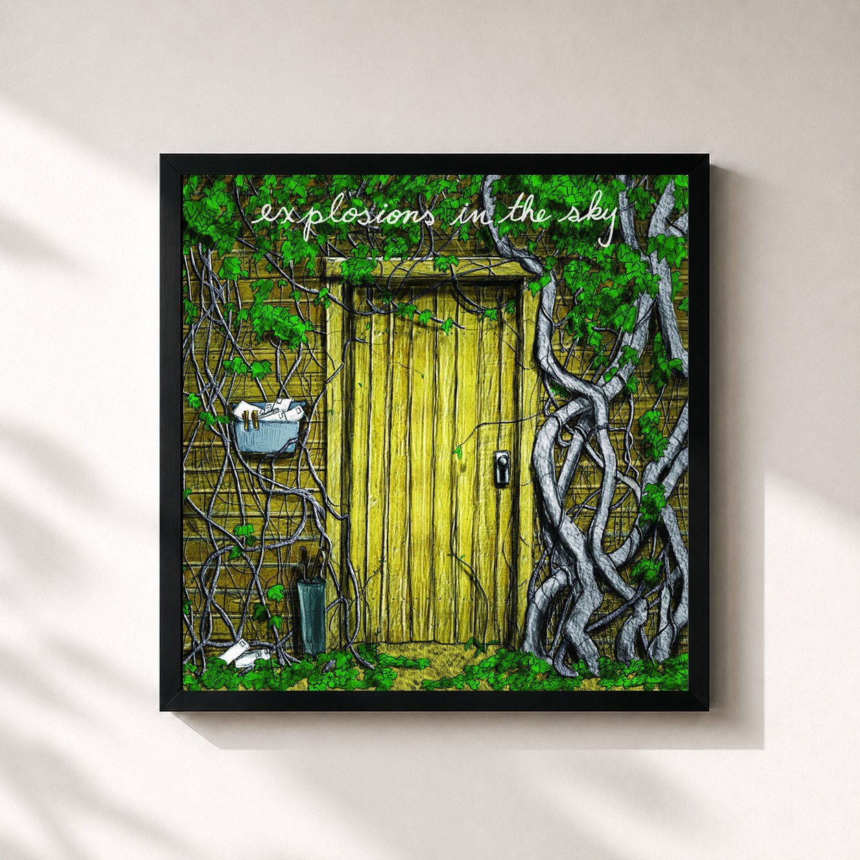 #noir Tableau carré de l'album Take Care, Take Care, Take Care de Explosions in the Sky, cadre noir 32x32 cm