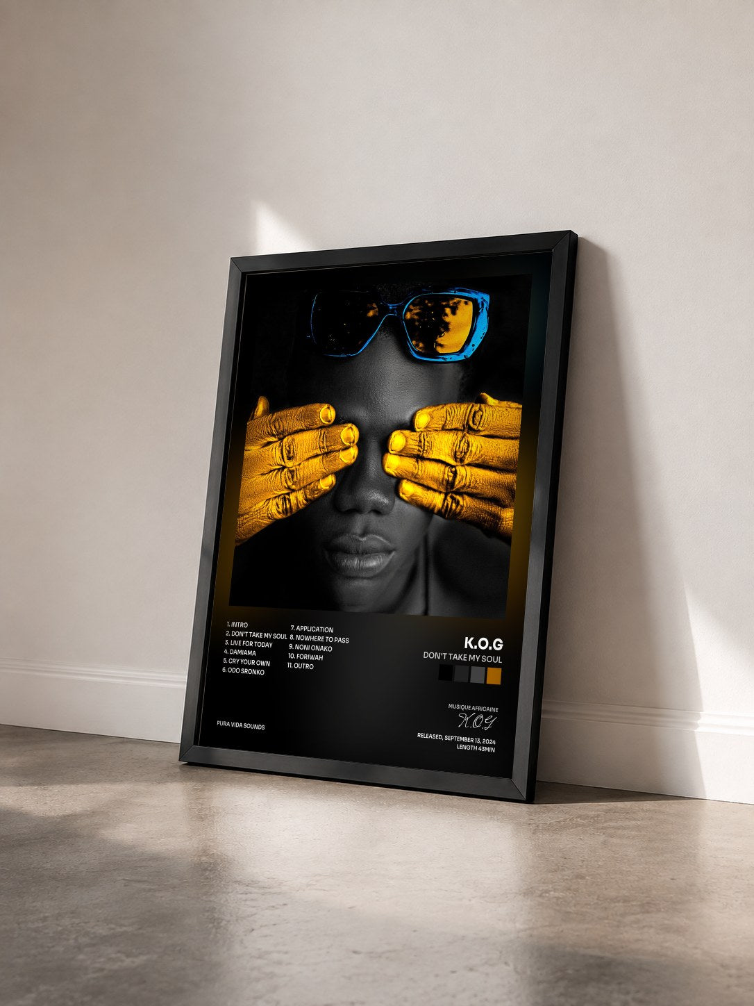 #noir Don't Take My Soul by K.O.G as a framed art print seen at an angle, black frame