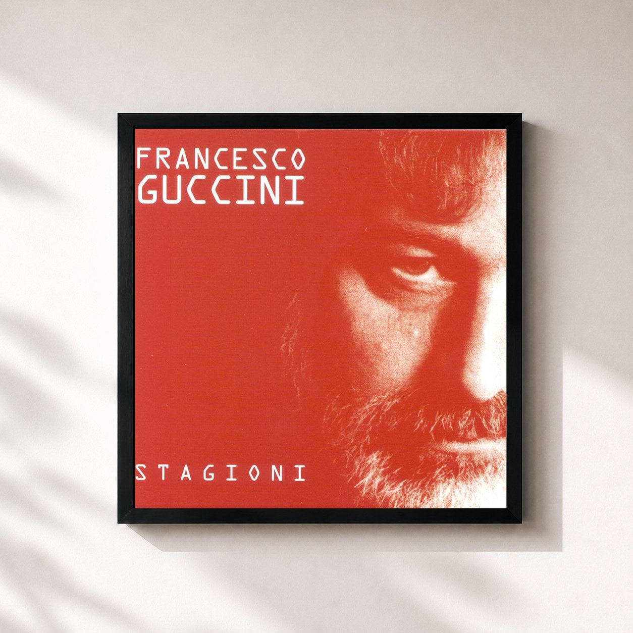 #noir Tableau carré de l'album Stagioni de Francesco Guccini, cadre noir 32x32 cm