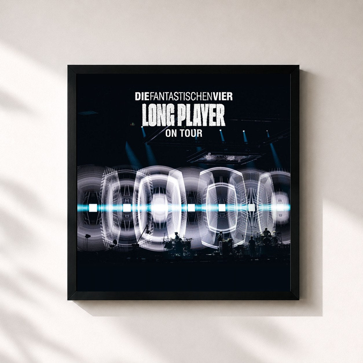 #noir Tableau carré de l'album Long Player On Tour de Die Fantastischen Vier, cadre noir 32x32 cm