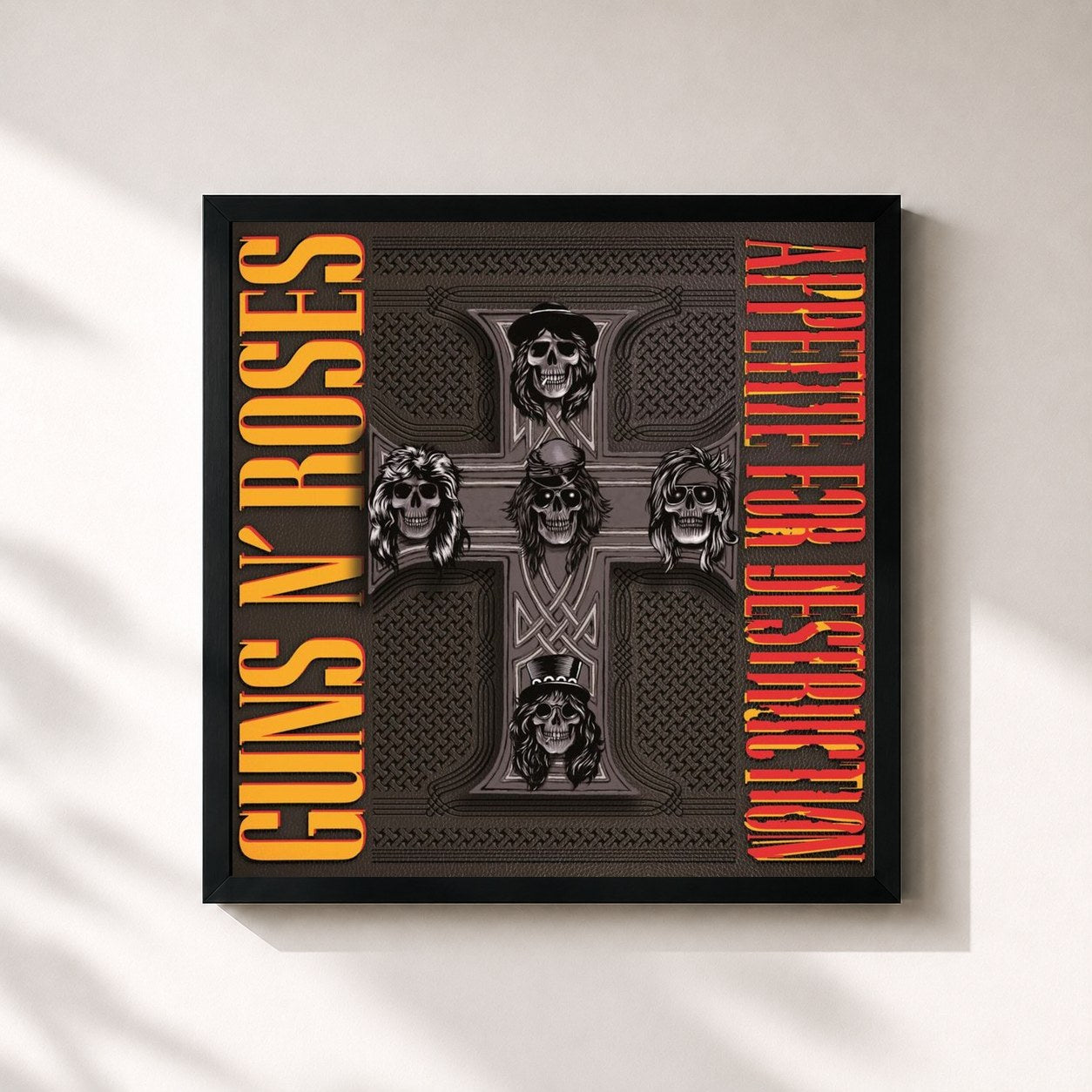 #noir Appetite For Destruction (Super Deluxe Edition) de Guns N' Roses en lámina cuadrada enmarcada, marco negro de 32x32 cm
