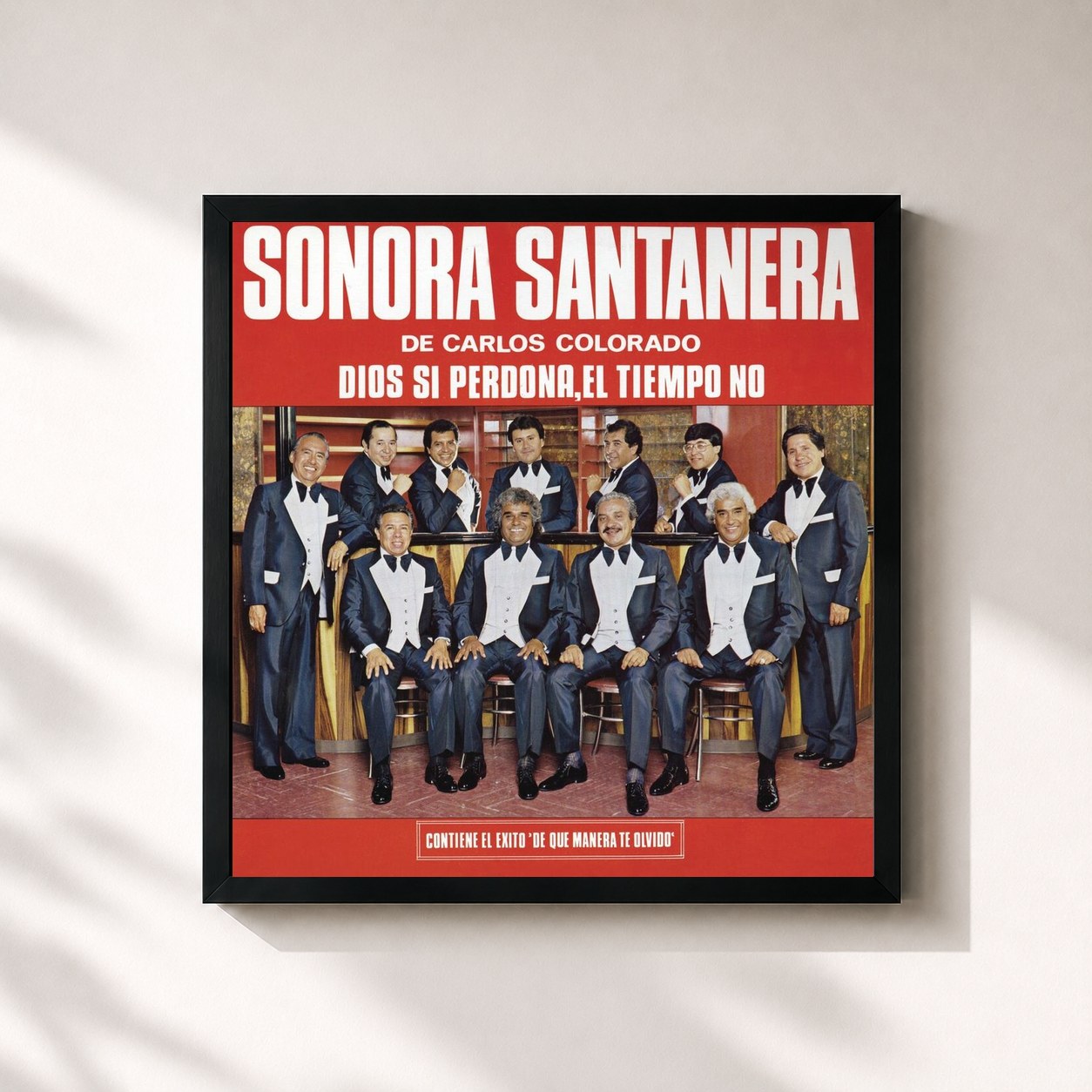 #noir Tableau carré de l'album Sonora Santanera Dios Sí Perdona, El Tiempo No de La Sonora Santanera, cadre noir 32x32 cm