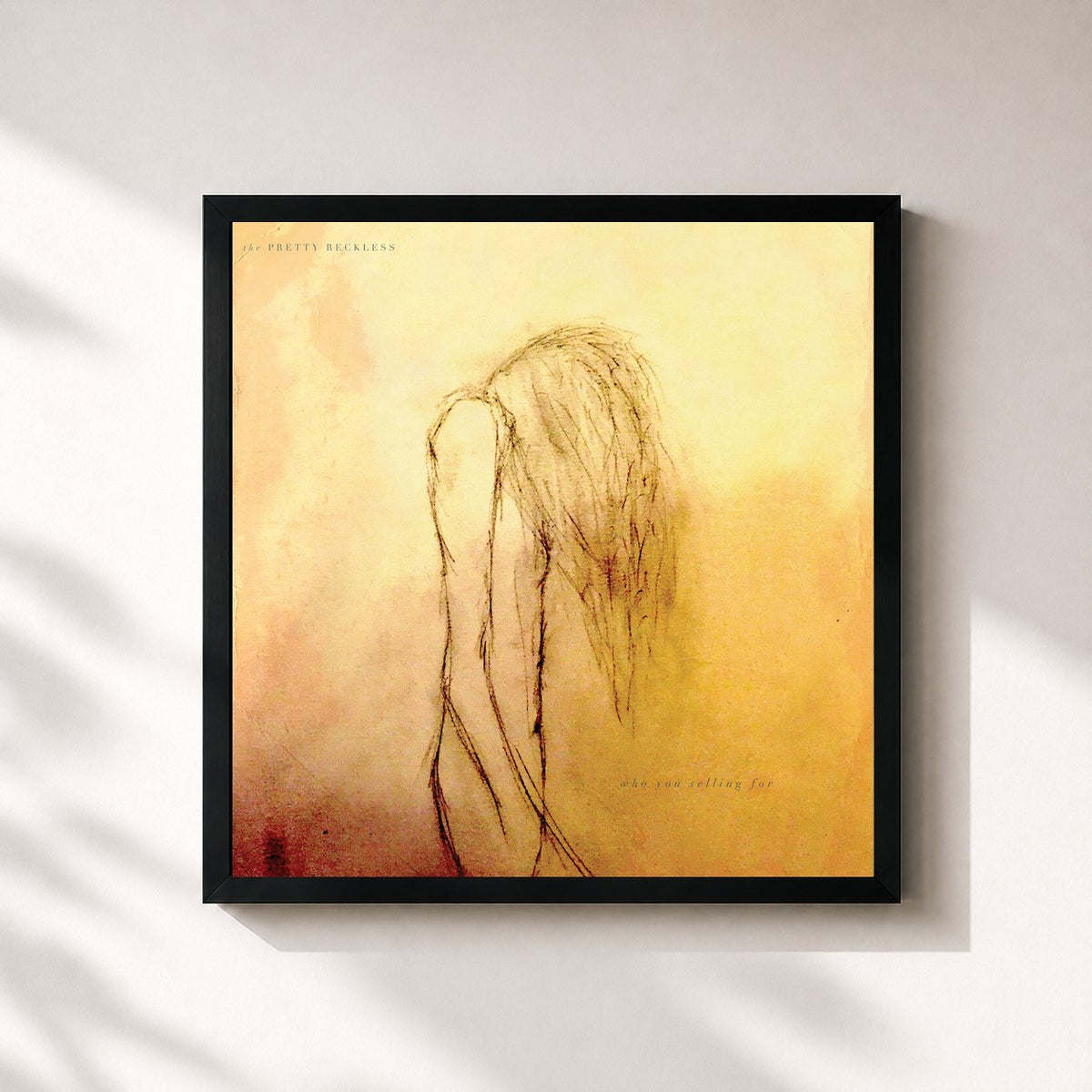 #noir Tableau carré de l'album Who You Selling For de The Pretty Reckless, cadre noir 32x32 cm