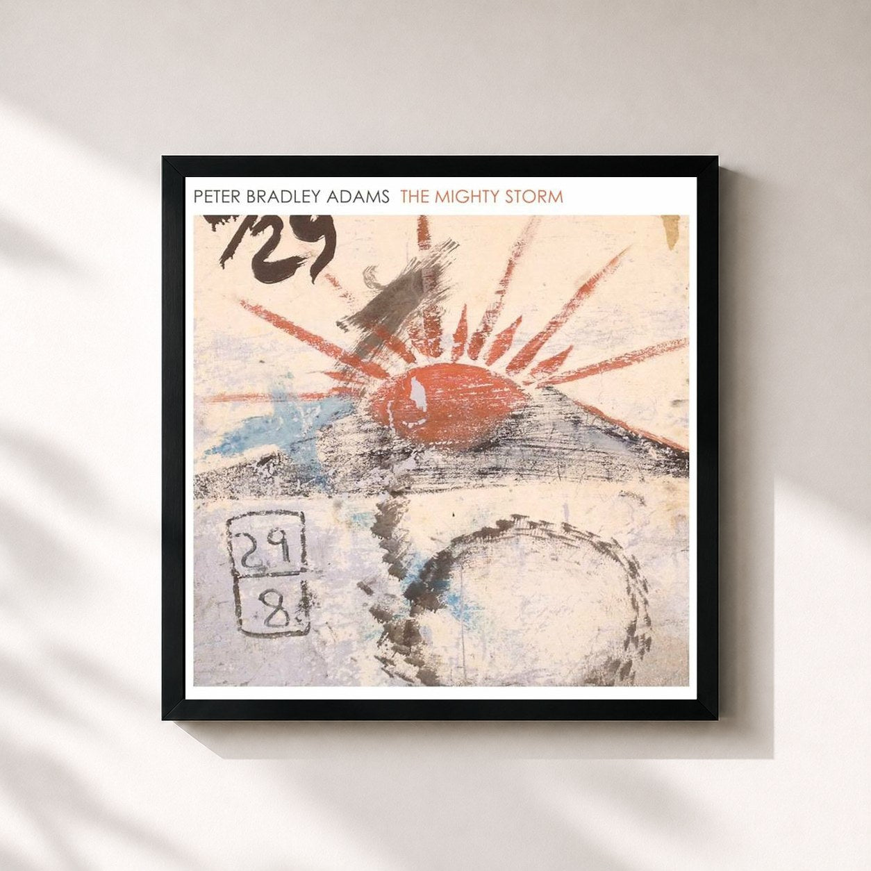 #noir Tableau carré de l'album The Mighty Storm de Peter Bradley Adams, cadre noir 32x32 cm