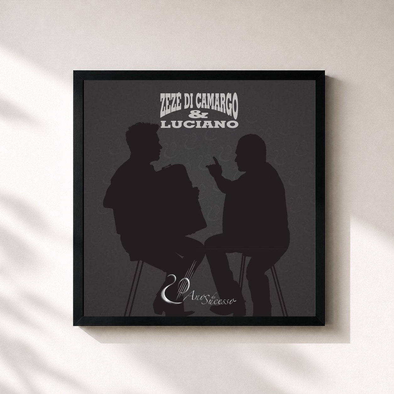 #noir Tableau carré de l'album Zezé Di Camargo e Luciano - 20 Anos de Carreira de Zezé Di Camargo & Luciano, cadre noir 32x32 cm