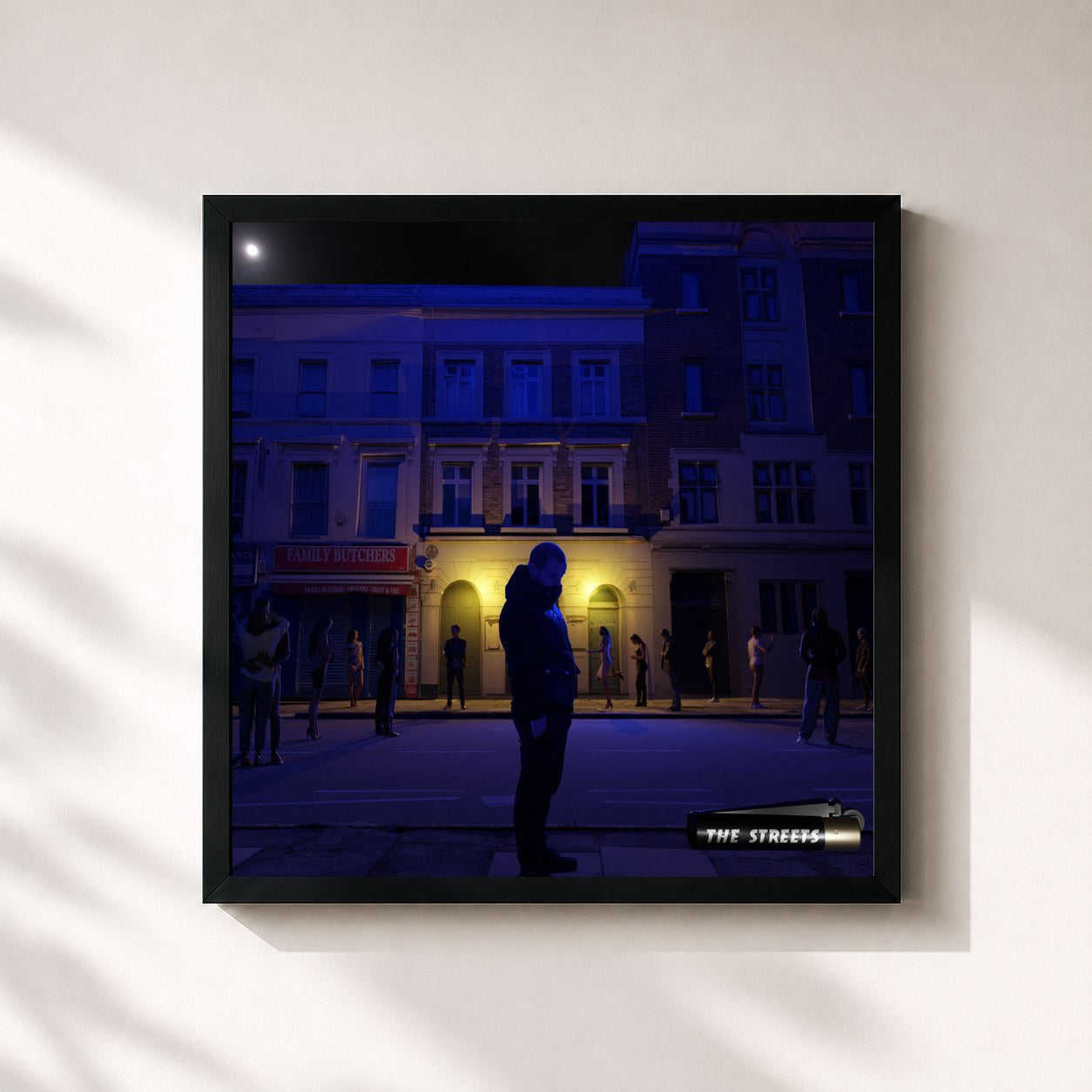 #noir Tableau carré de l'album The Darker The Shadow The Brighter The Light de The Streets, cadre noir 32x32 cm