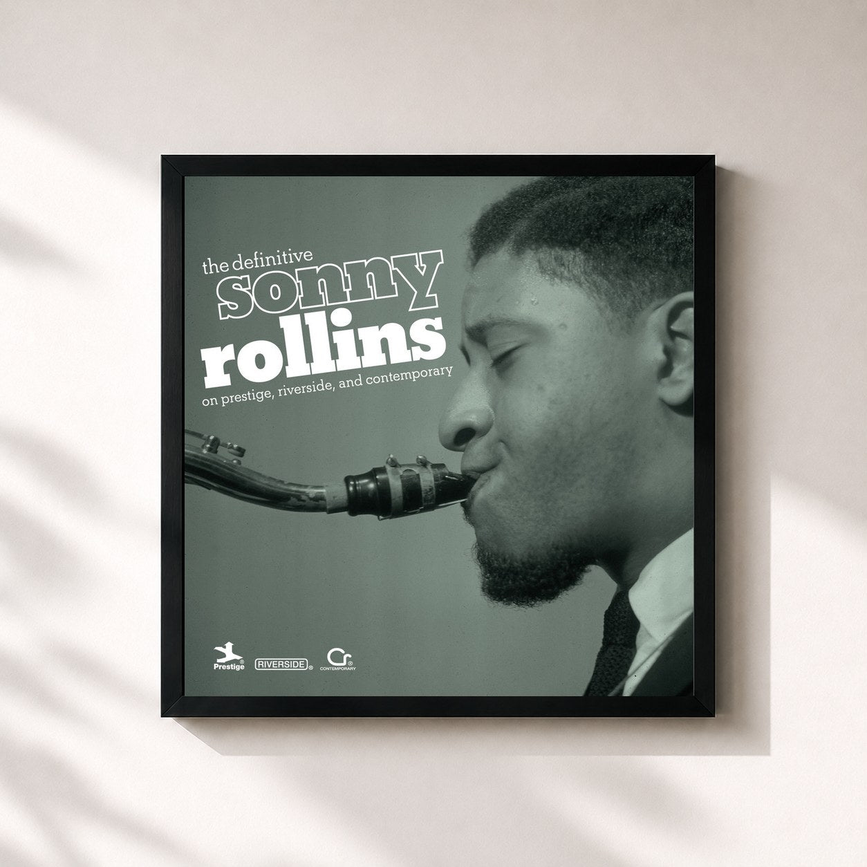 #noir Tableau carré de l'album The Definitive Sonny Rollins On Prestige, Riverside, And Contemporary de Sonny Rollins, cadre noir 32x32 cm