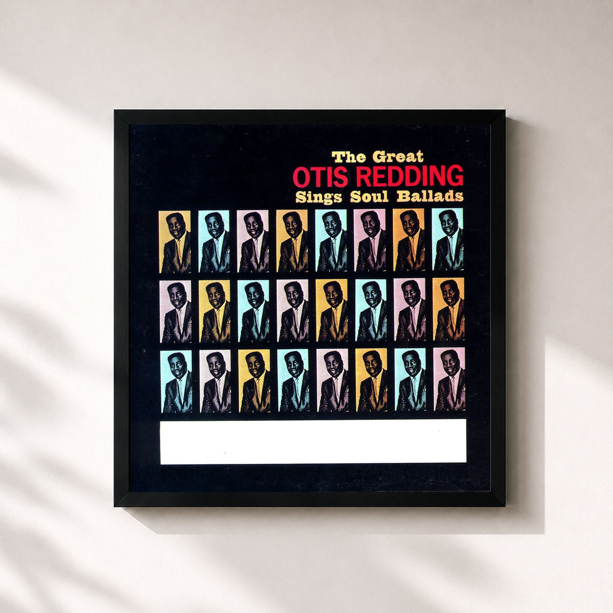#noir Tableau carré de l'album The Great Otis Redding Sings Soul Ballads de Otis Redding, cadre noir 32x32 cm