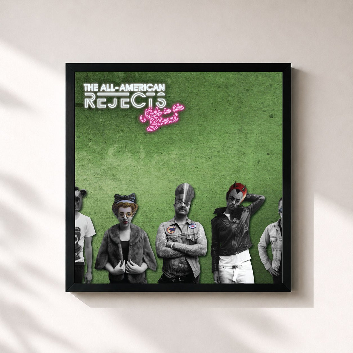 #noir Tableau carré de l'album Kids In The Street de The All-American Rejects, cadre noir 32x32 cm