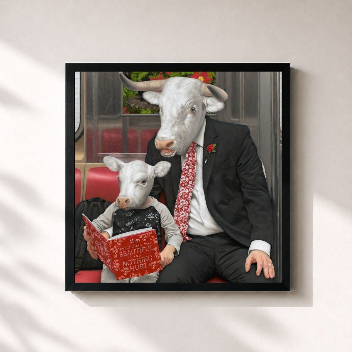 #noir Tableau carré de l'album Everything Was Beautiful, And Nothing Hurt de Moby, cadre noir 32x32 cm