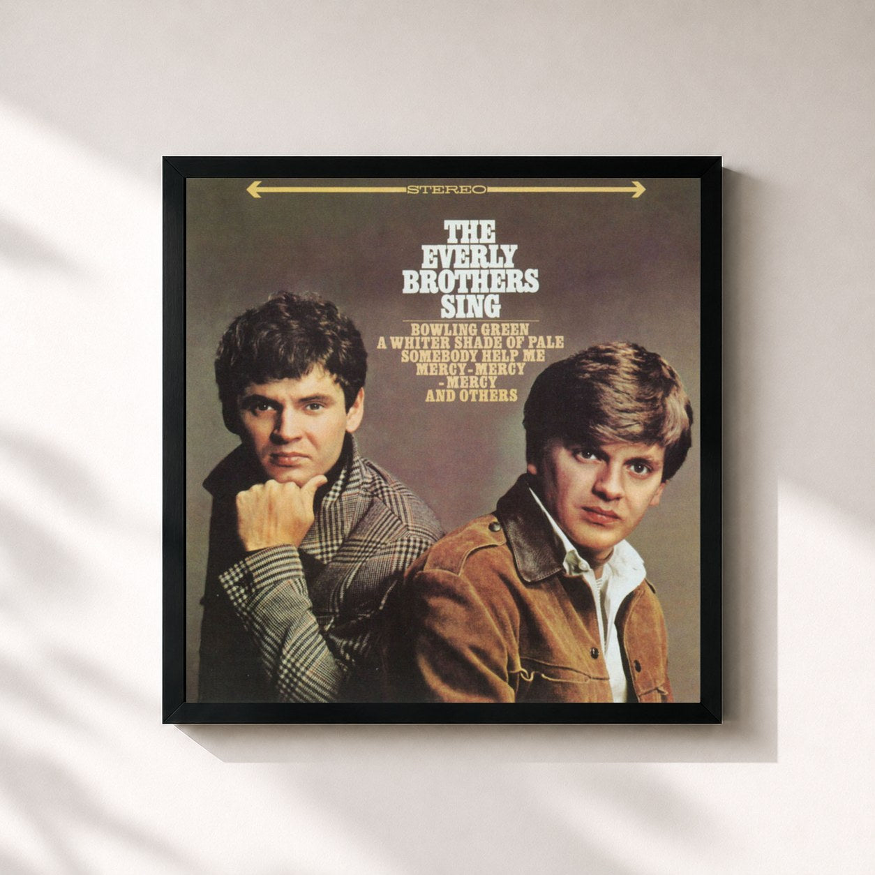 #noir Tableau carré de l'album The Everly Brothers Sing de The Everly Brothers, cadre noir 32x32 cm