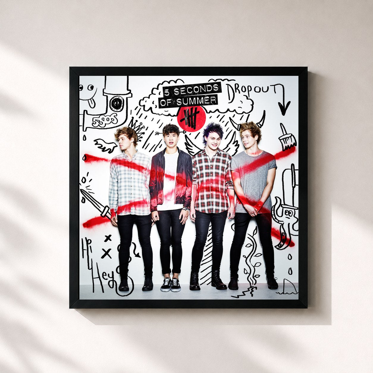 #noir Tableau carré de l'album 5 Seconds Of Summer (Deluxe) de 5 Seconds Of Summer, cadre noir 32x32 cm