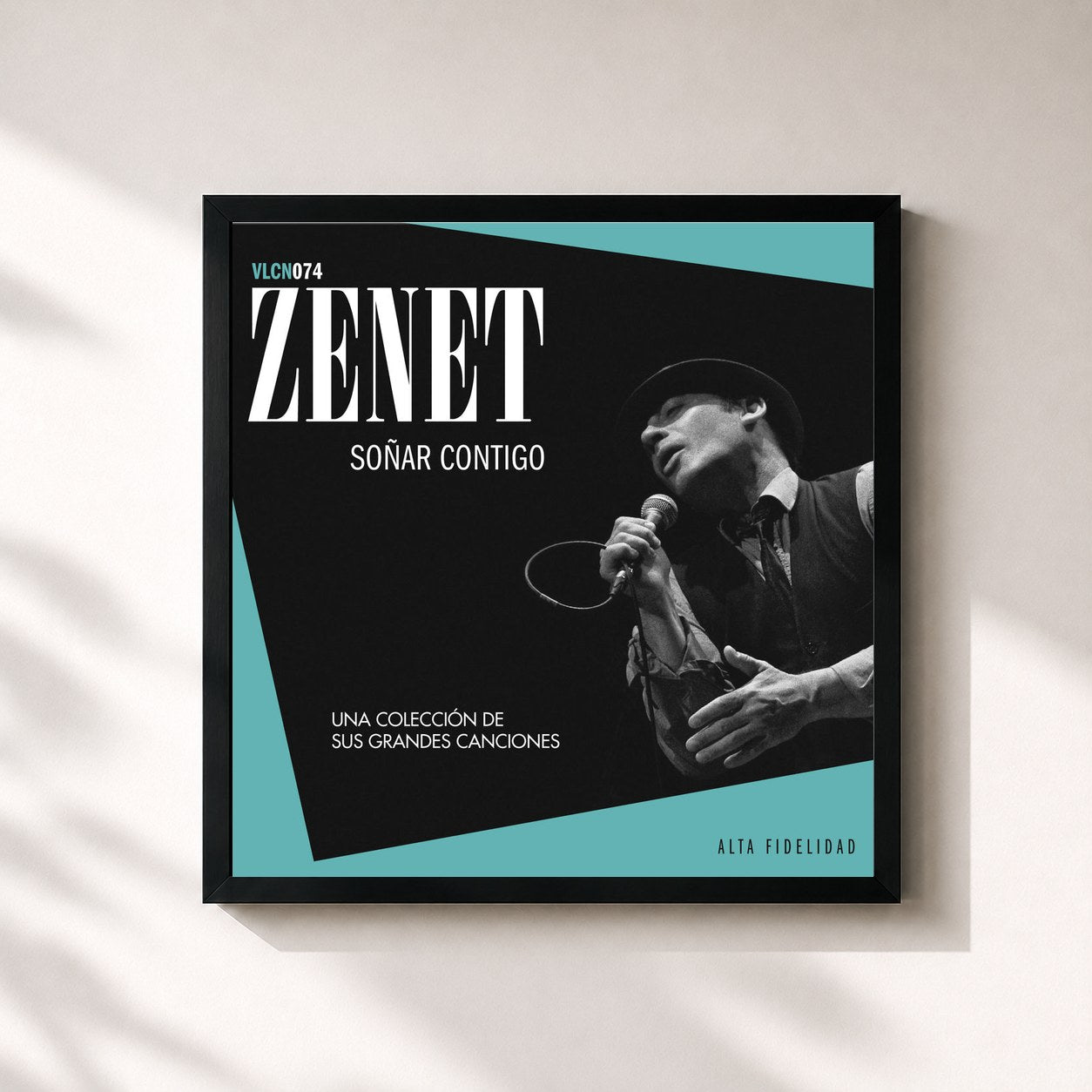 #noir Tableau carré de l'album Soñar Contigo. Una Colección de Sus Grandes Canciones de Zenet, cadre noir 32x32 cm