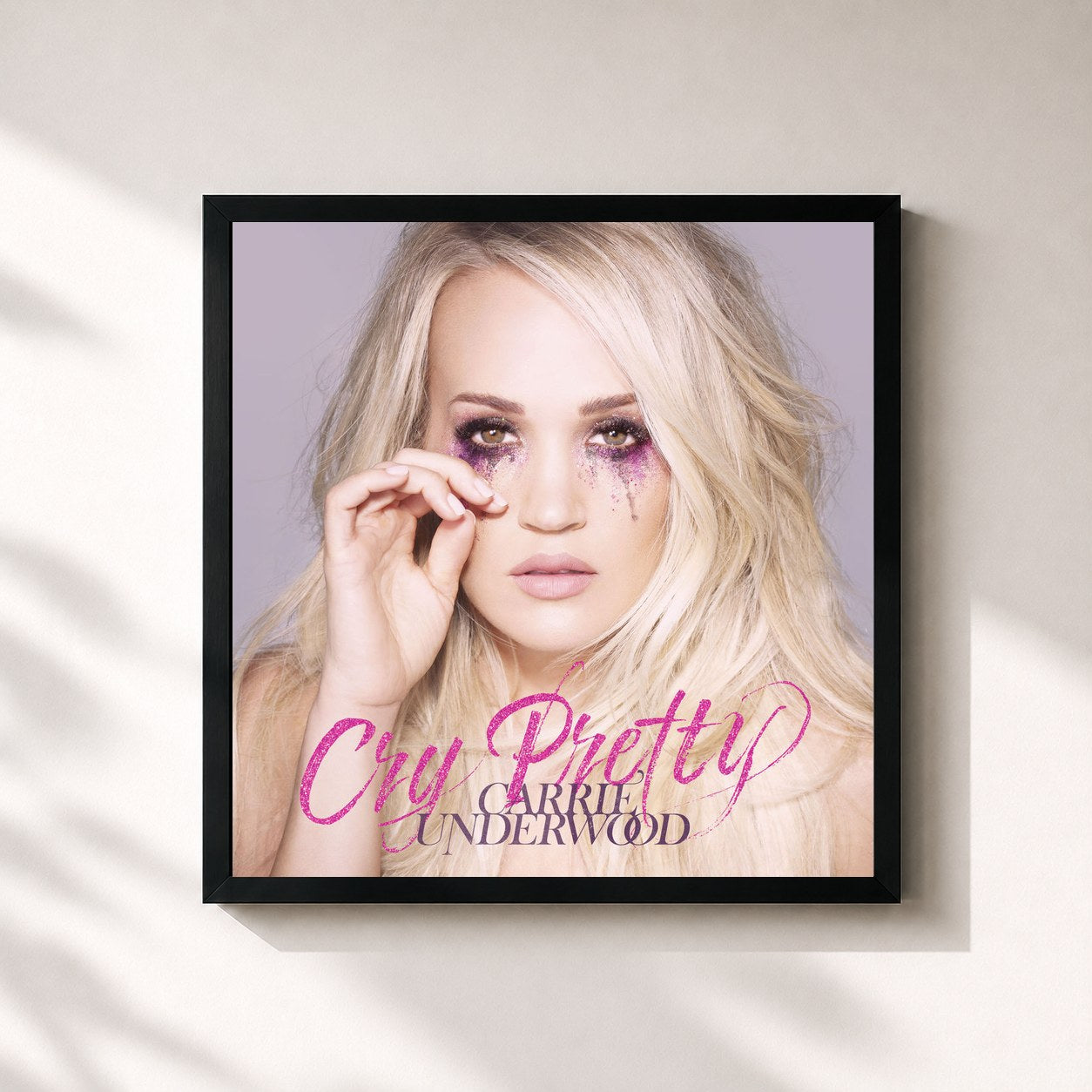 #noir Tableau carré de l'album Cry Pretty de Carrie Underwood, cadre noir 32x32 cm