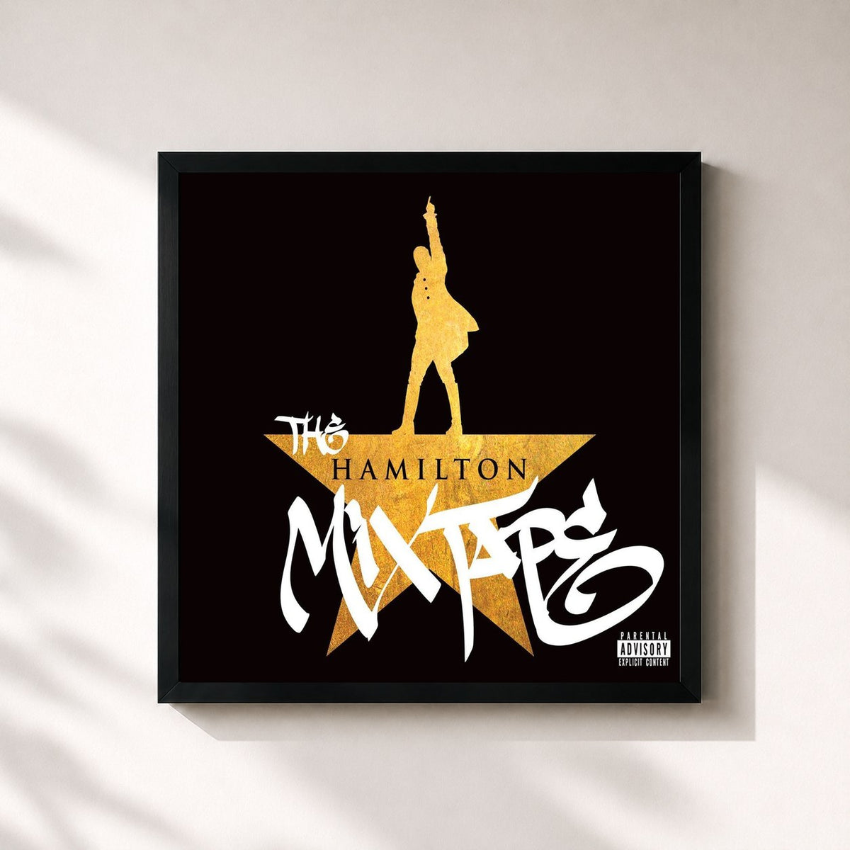 #noir Tableau carré de l'album The Hamilton Mixtape de Lin-Manuel Miranda, cadre noir 32x32 cm