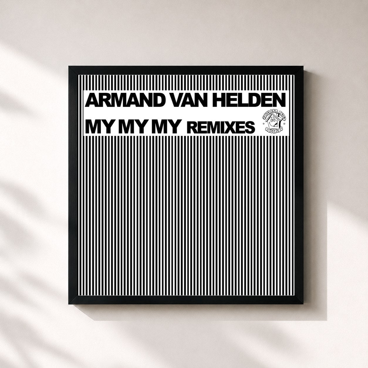 #noir Tableau carré de l'album My My My Remixes de Armand van Helden, cadre noir 32x32 cm