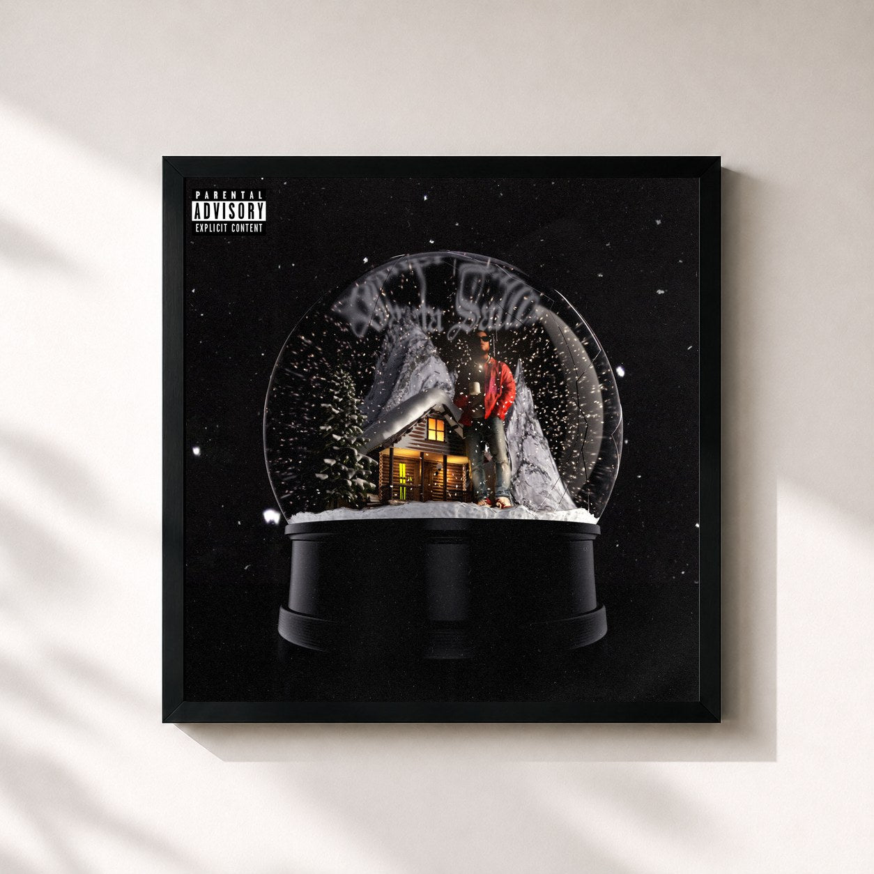 #noir Tableau carré de l'album Santa Sauce 2 de Hamza, cadre noir 32x32 cm