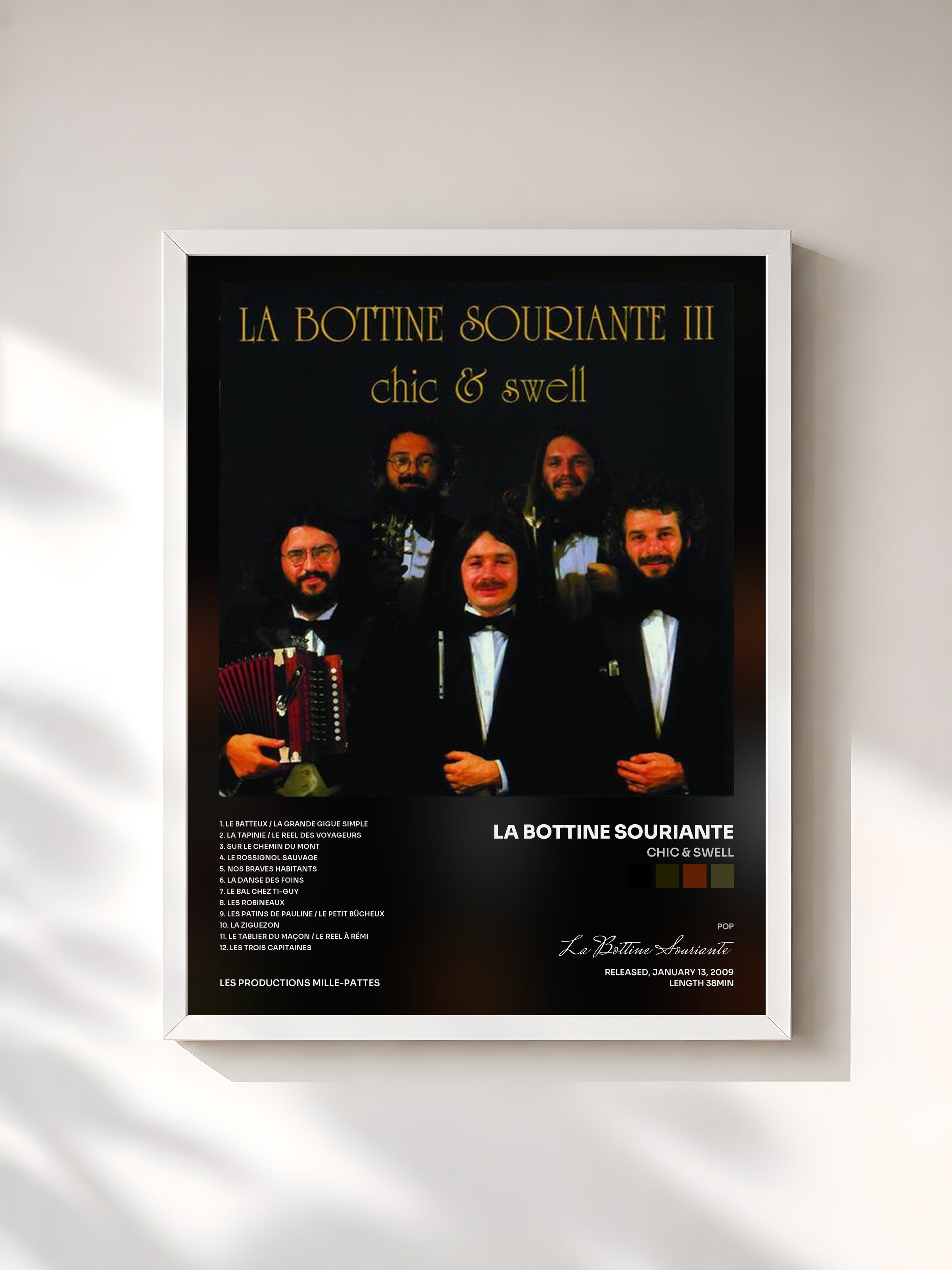 #blanc Tableau de l'album Chic & Swell de La Bottine Souriante, cadre blanc, imprimé et encadré en France