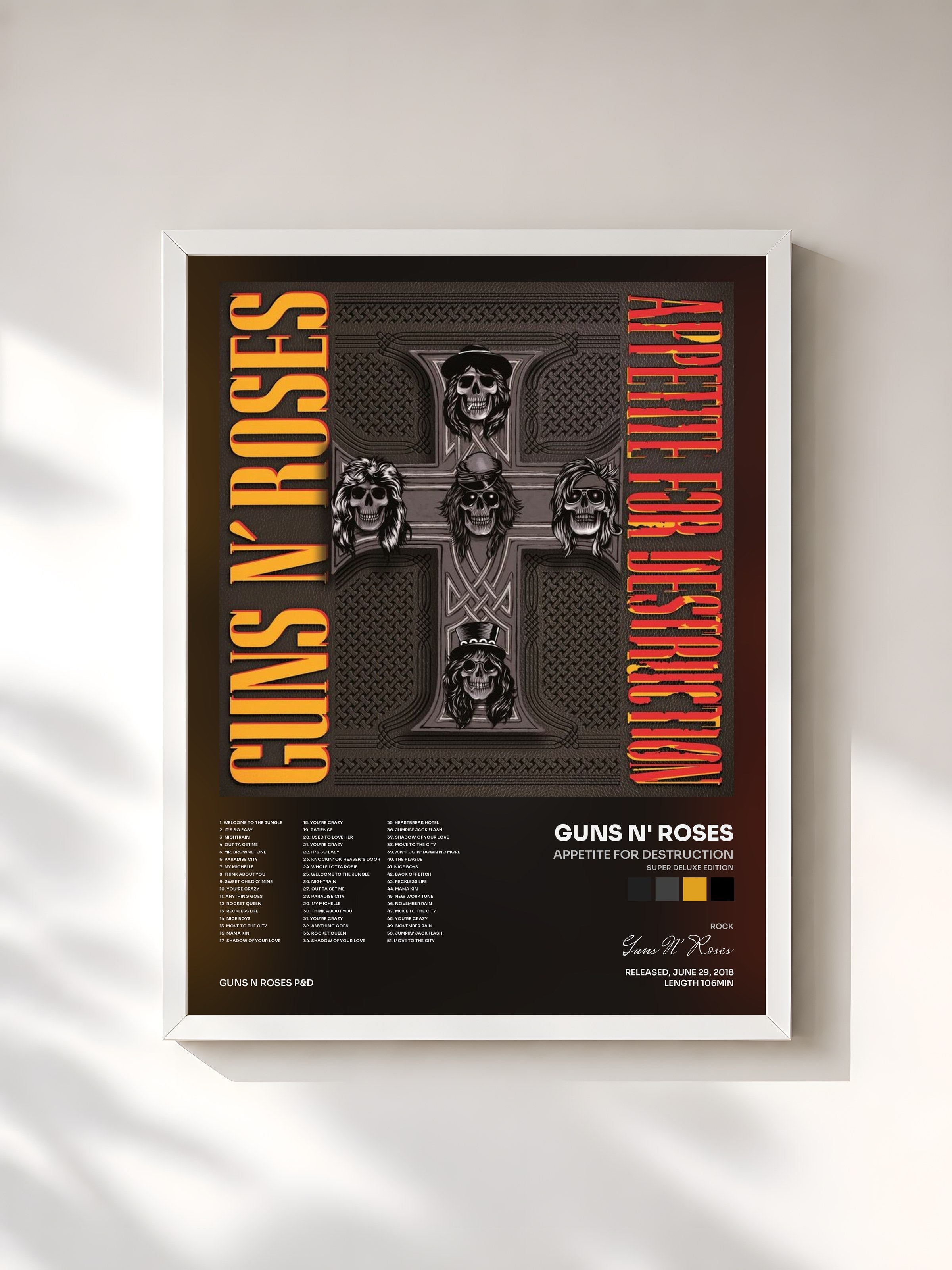 #blanc Appetite For Destruction (Super Deluxe Edition) de Guns N' Roses en lámina enmarcada, marco blanco, impresa y enmarcada en Francia