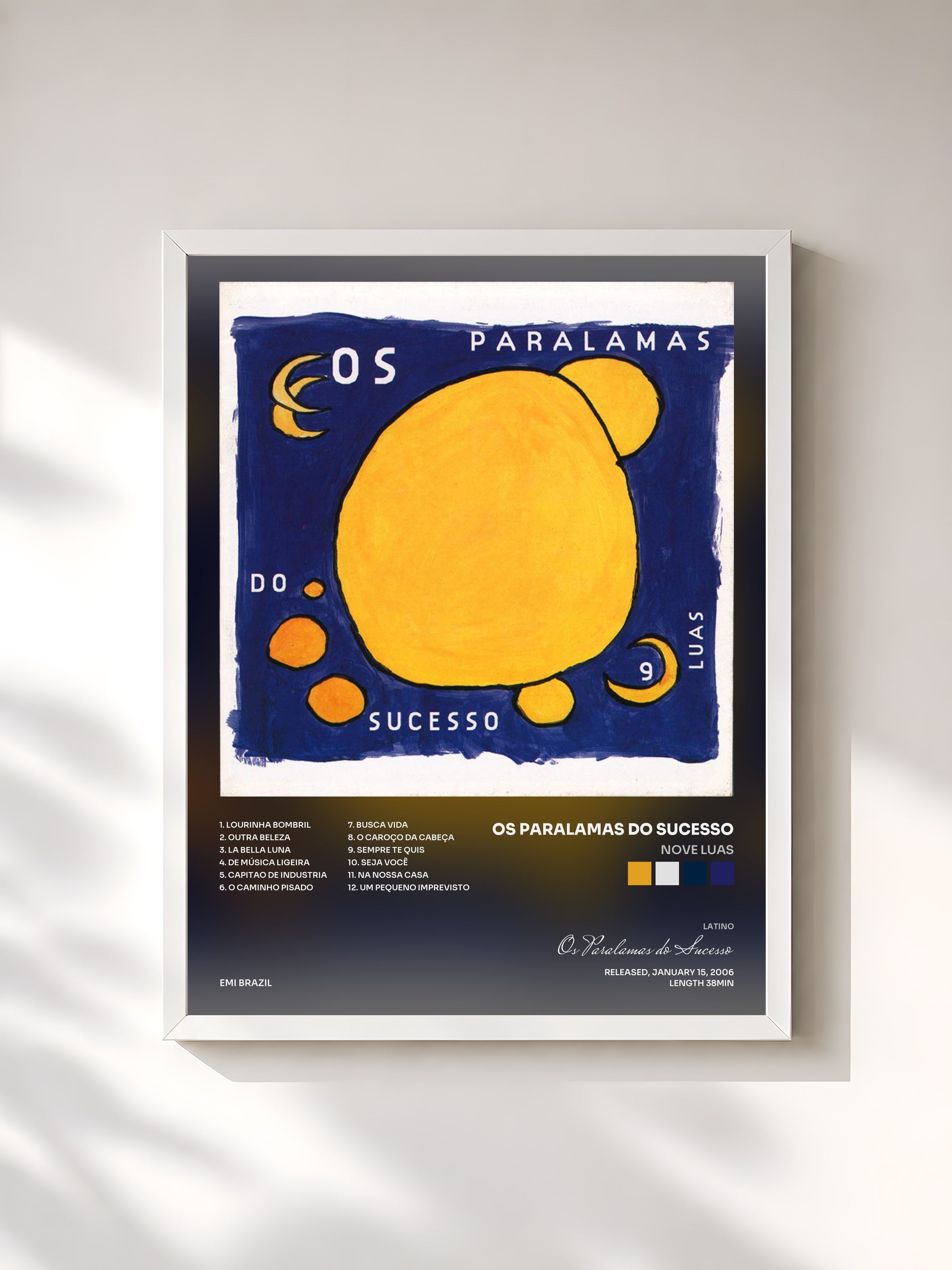 #blanc Tableau de l'album Nove Luas de Os Paralamas do Sucesso, cadre blanc, imprimé et encadré en France