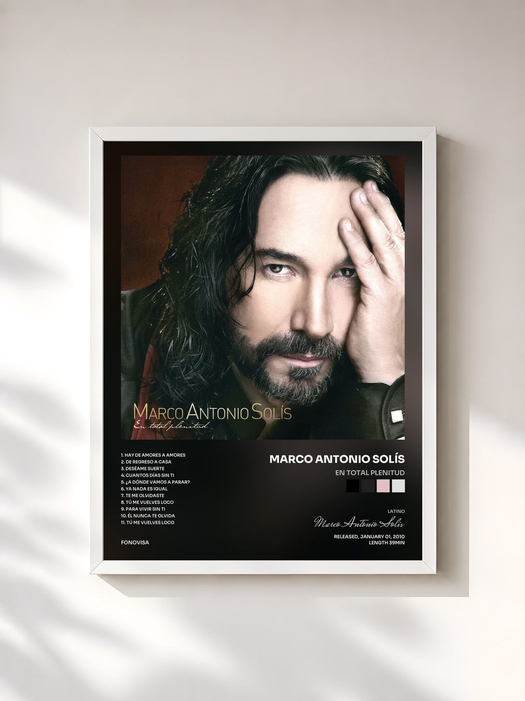 #blanc En Total Plenitud by Marco Antonio Solís as a framed art print, white frame, printed and framed in France