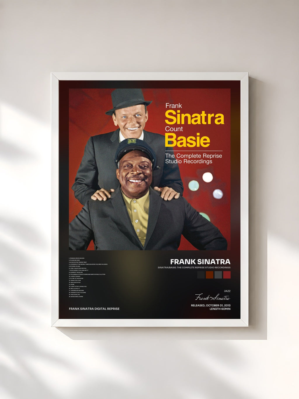 #blanc Tableau de l'album Sinatra/Basie: The Complete Reprise Studio Recordings de Frank Sinatra, cadre blanc, imprimé et encadré en France