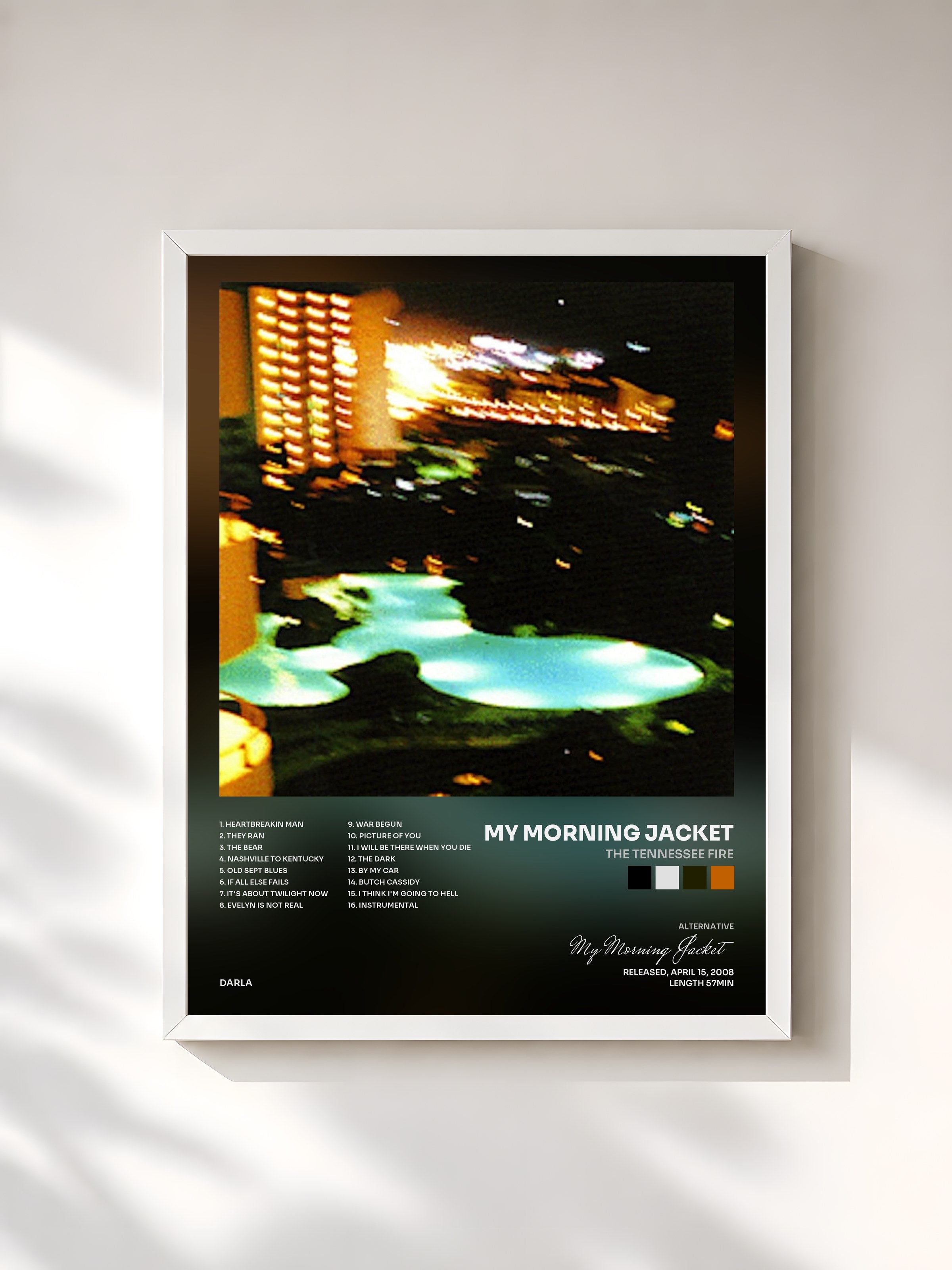 #blanc Tableau de l'album The Tennessee Fire de My Morning Jacket, cadre blanc, imprimé et encadré en France