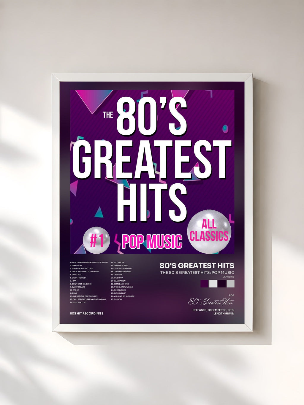 #blanc The 80's Greatest Hits: Pop Music (Classics) von 80's Greatest Hits als gerahmter Kunstdruck, weißer Rahmen, gedruckt und gerahmt in Frankreich