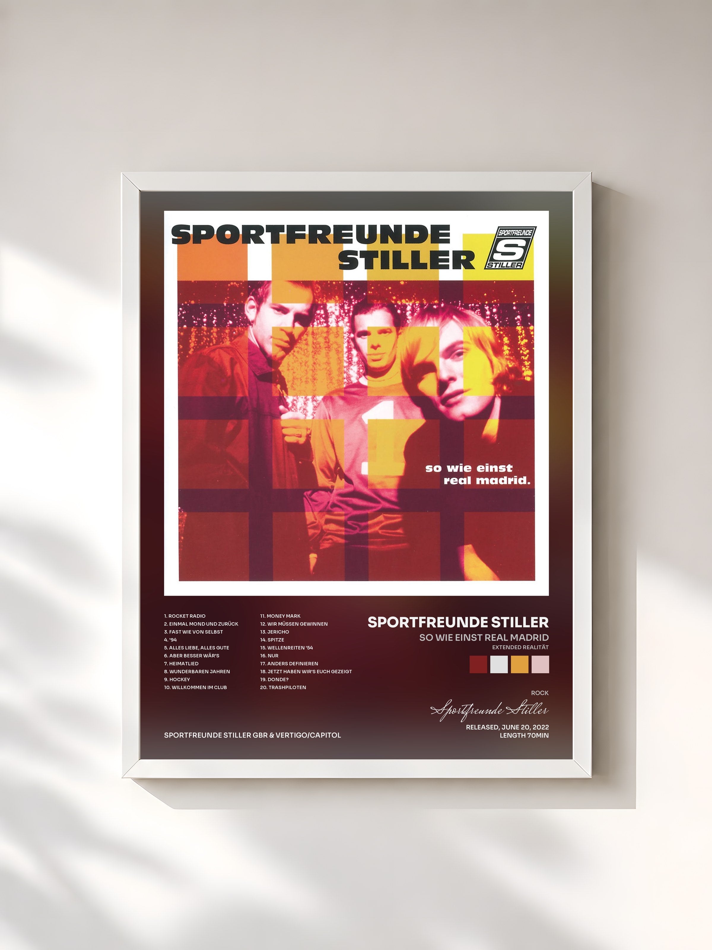 #blanc Tableau de l'album So wie einst Real Madrid (Extended Realität) de Sportfreunde Stiller, cadre blanc, imprimé et encadré en France