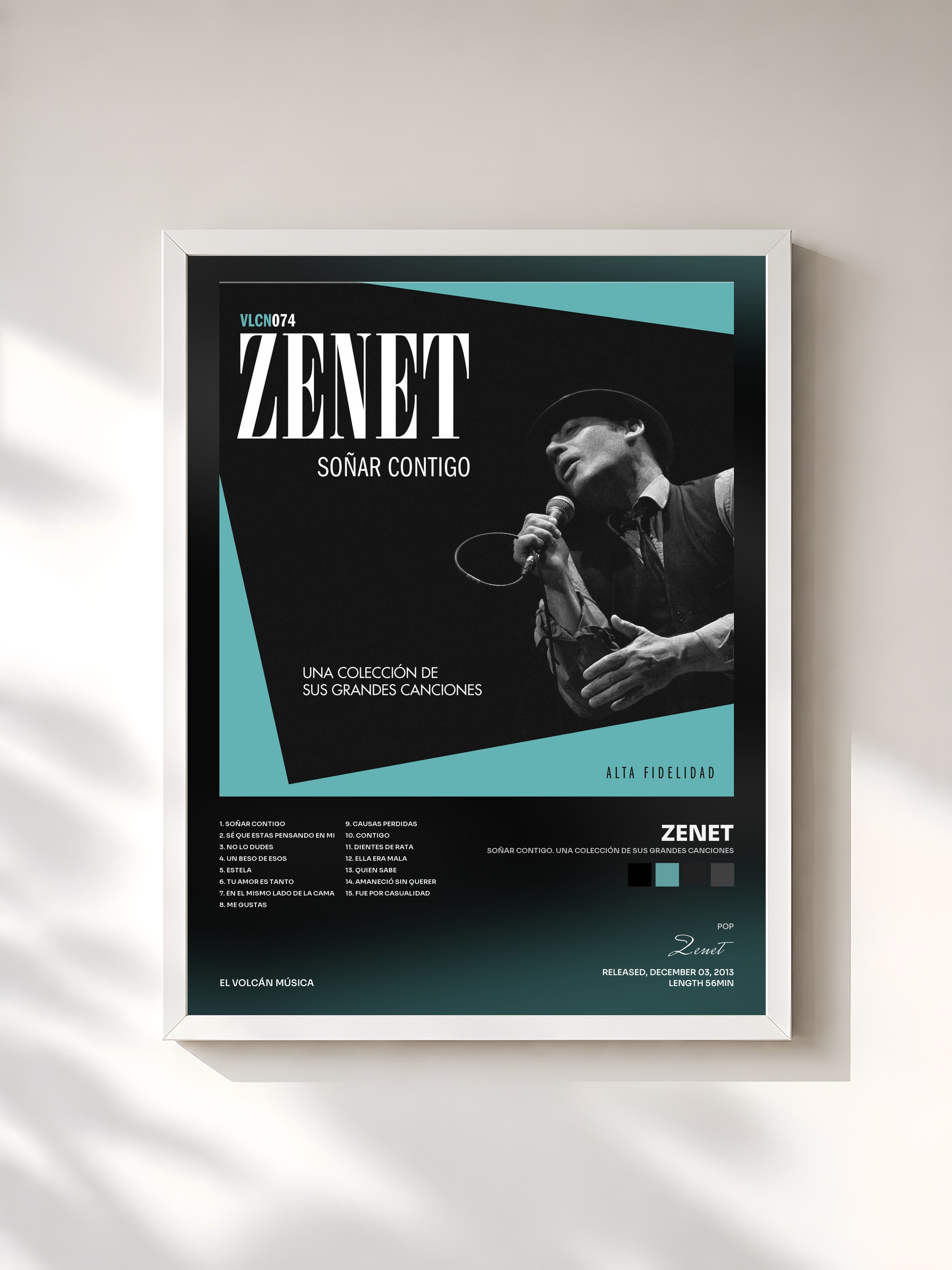 #blanc Tableau de l'album Soñar Contigo. Una Colección de Sus Grandes Canciones de Zenet, cadre blanc, imprimé et encadré en France