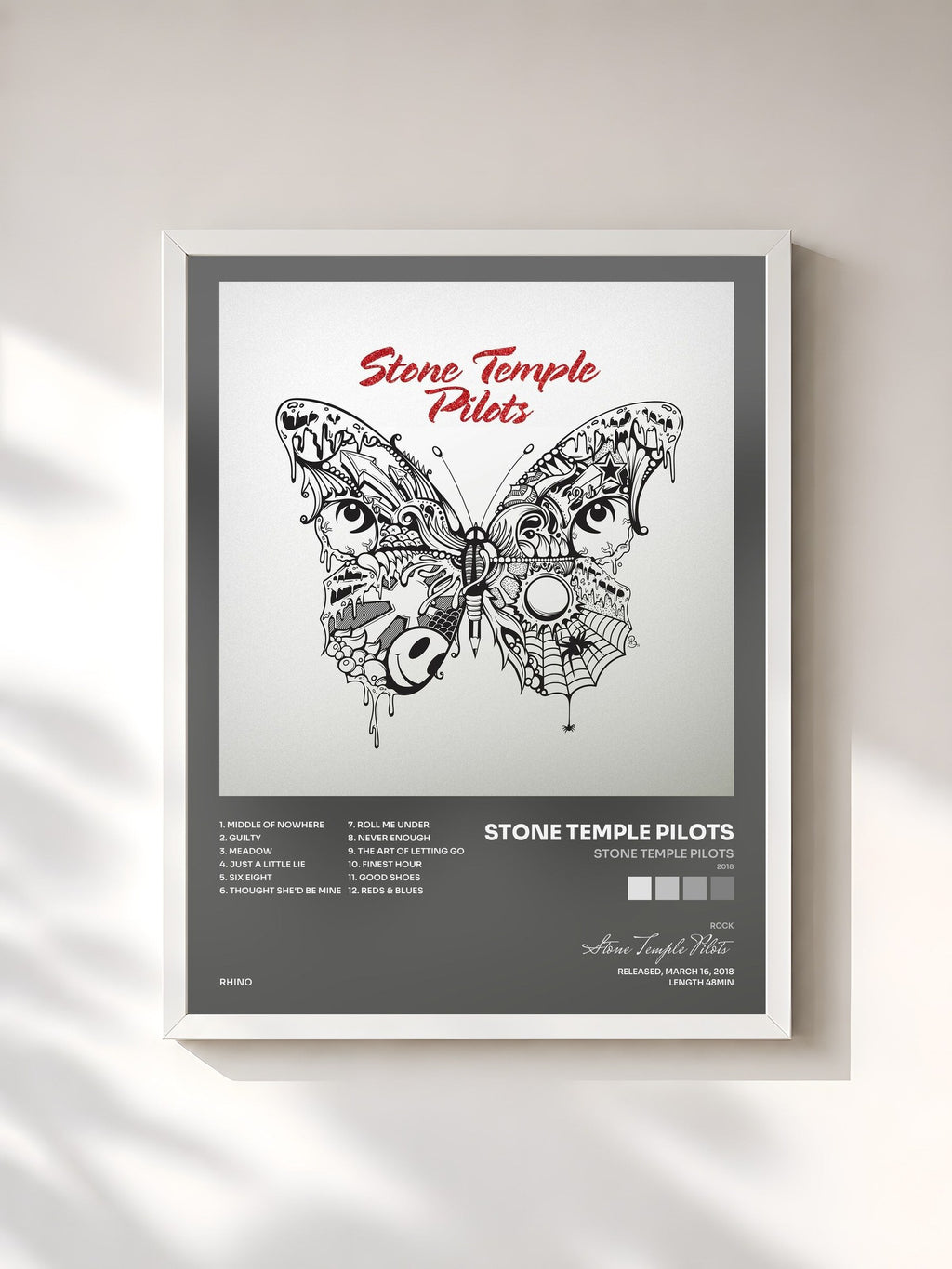 #blanc Stone Temple Pilots (2018) di Stone Temple Pilots in stampa incorniciata, cornice bianca, stampata e incorniciata in Francia