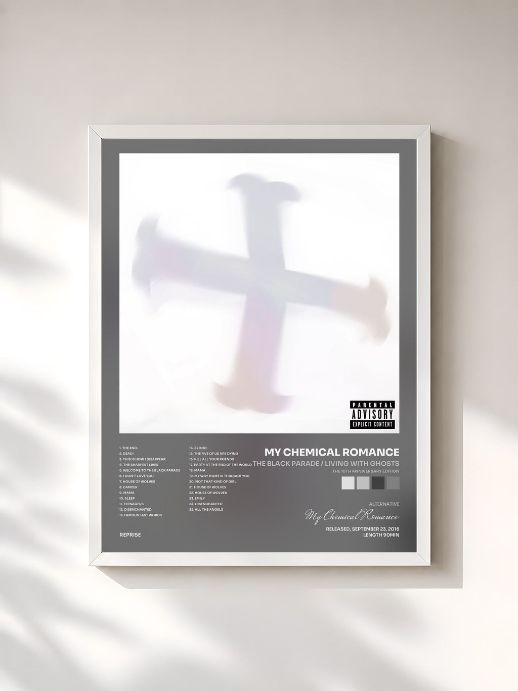 #blanc The Black Parade / Living with Ghosts (The 10th Anniversary Edition) by My Chemical Romance as a framed art print, white frame, printed and framed in France