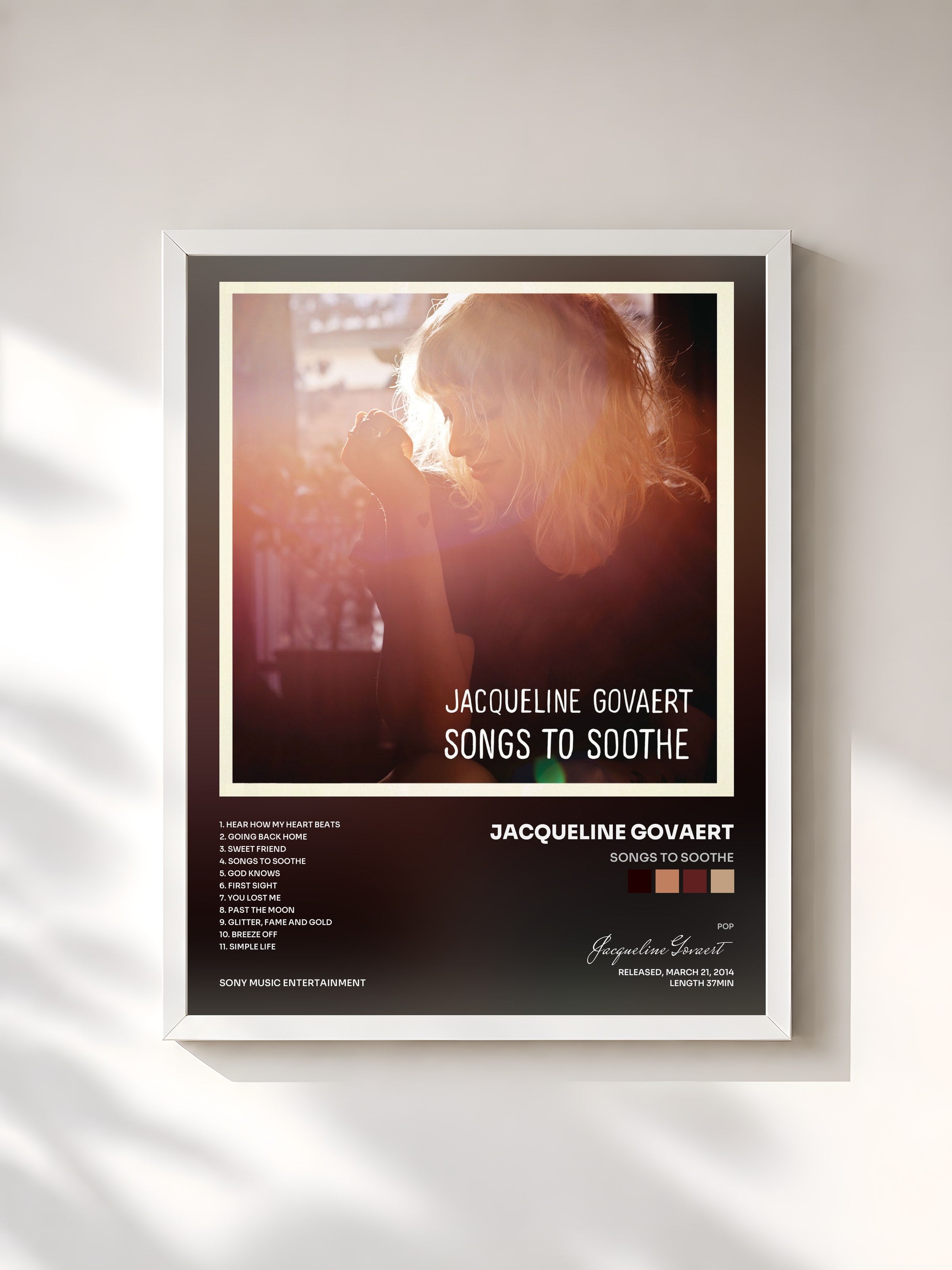#blanc Tableau de l'album Songs to Soothe de Jacqueline Govaert, cadre blanc, imprimé et encadré en France
