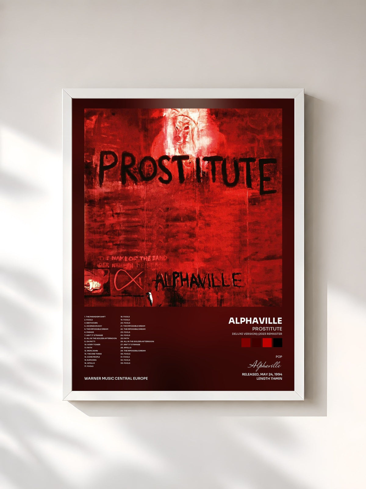 #blanc Tableau de l'album Prostitute (Deluxe Version) (2023 Remaster) de Alphaville, cadre blanc, imprimé et encadré en France