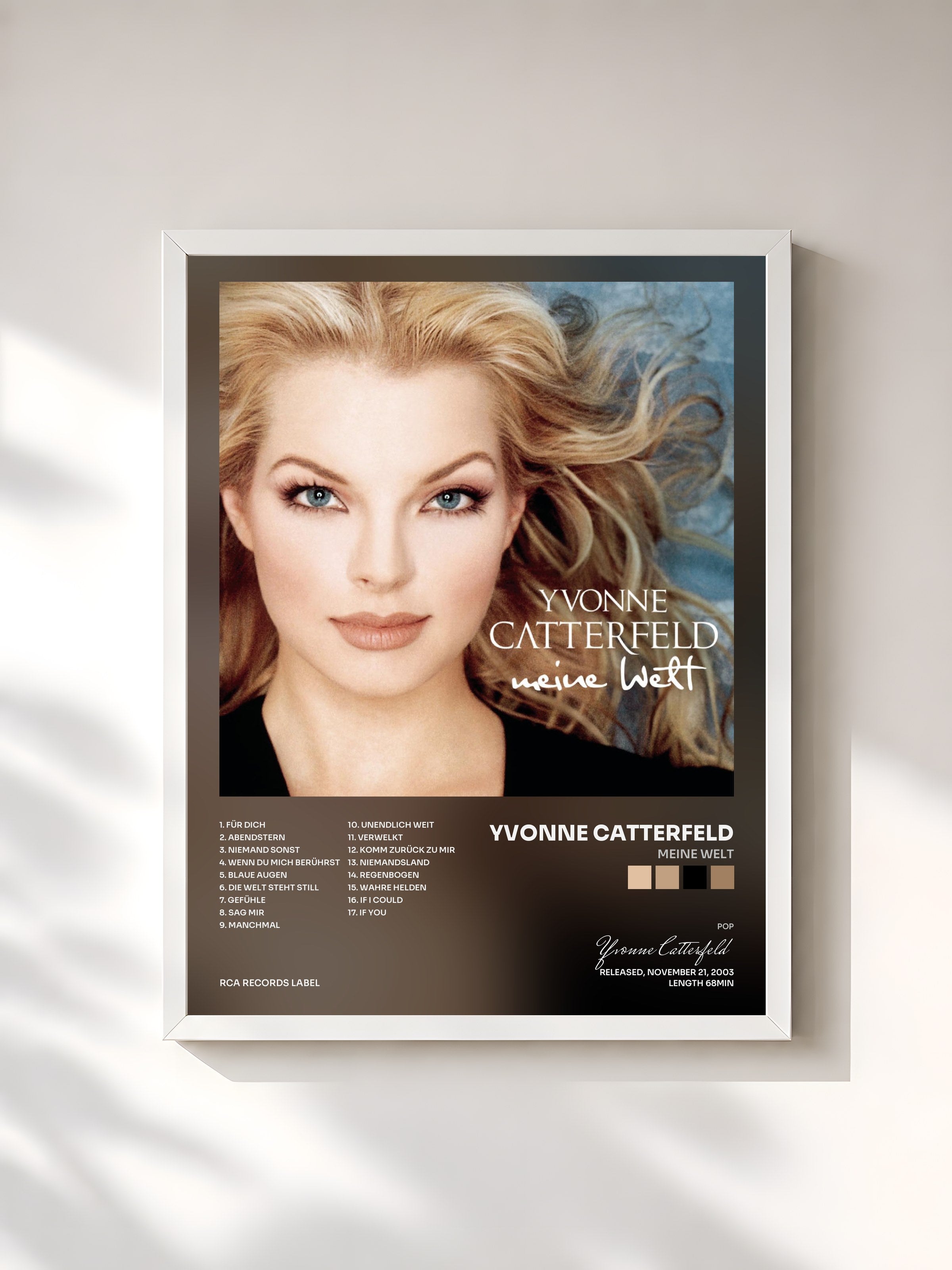 #blanc Tableau de l'album Meine Welt de Yvonne Catterfeld, cadre blanc, imprimé et encadré en France
