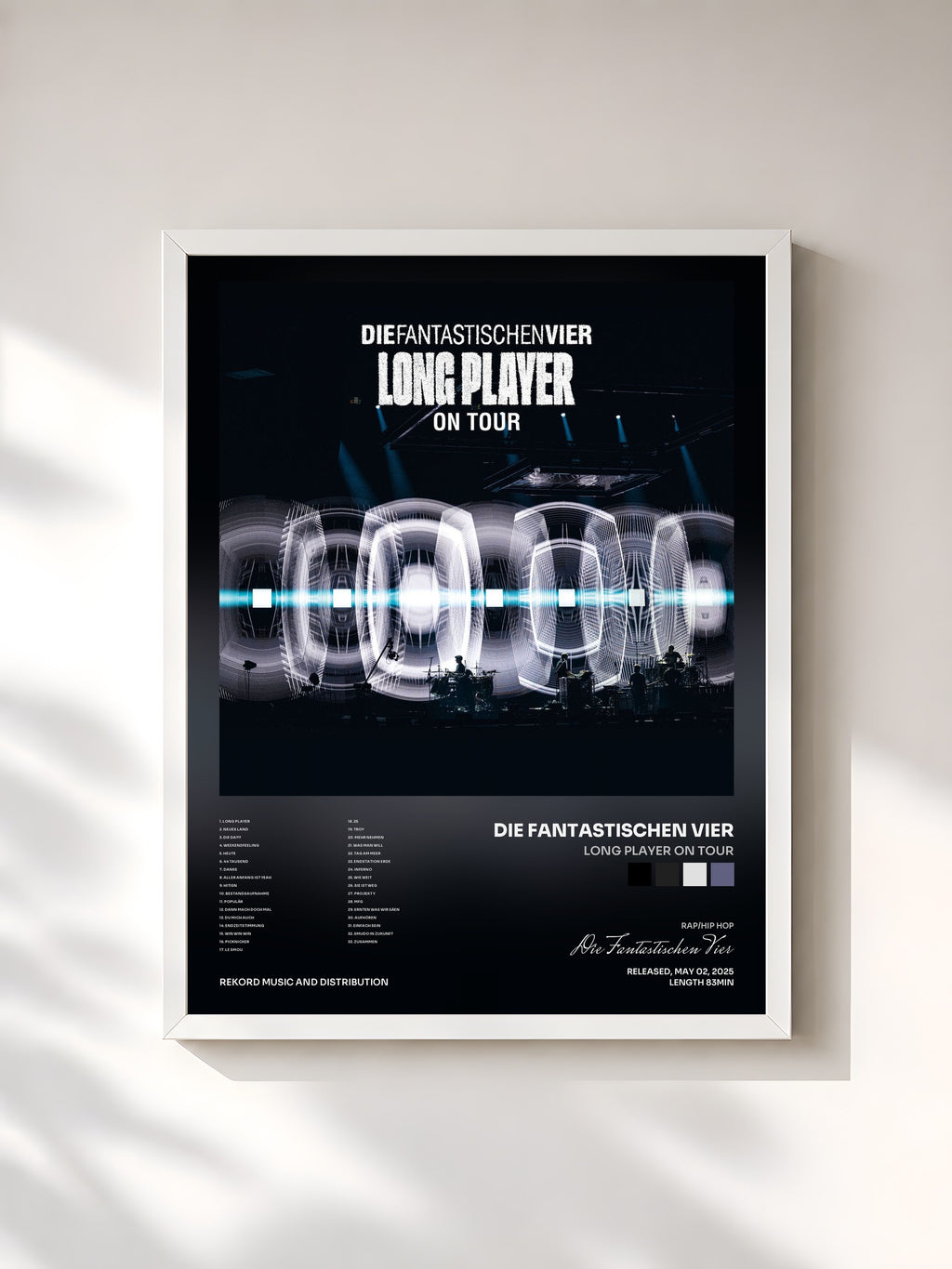 #blanc Tableau de l'album Long Player On Tour de Die Fantastischen Vier, cadre blanc, imprimé et encadré en France