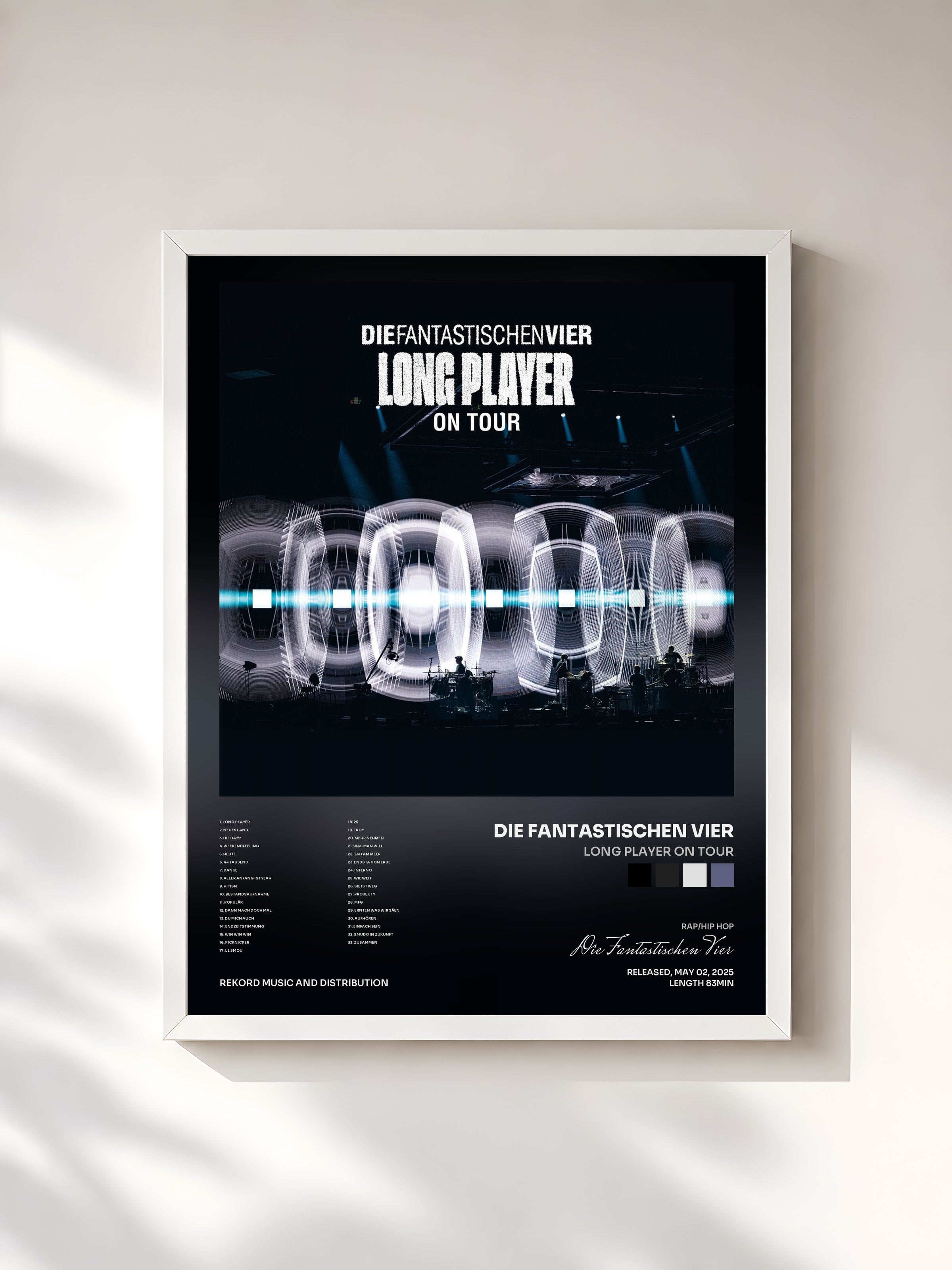 #blanc Tableau de l'album Long Player On Tour de Die Fantastischen Vier, cadre blanc, imprimé et encadré en France
