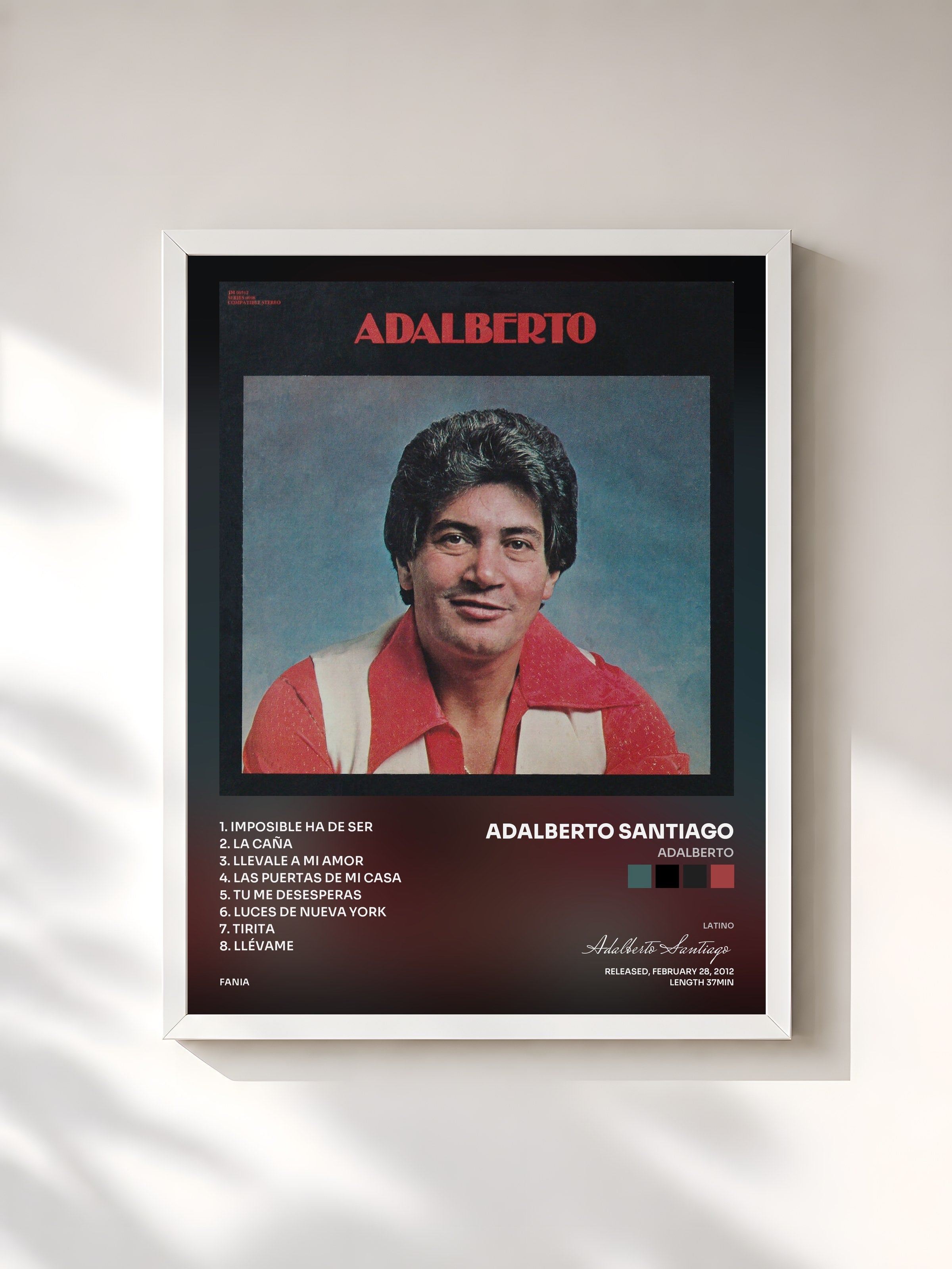 #blanc Tableau de l'album Adalberto de Adalberto Santiago, cadre blanc, imprimé et encadré en France